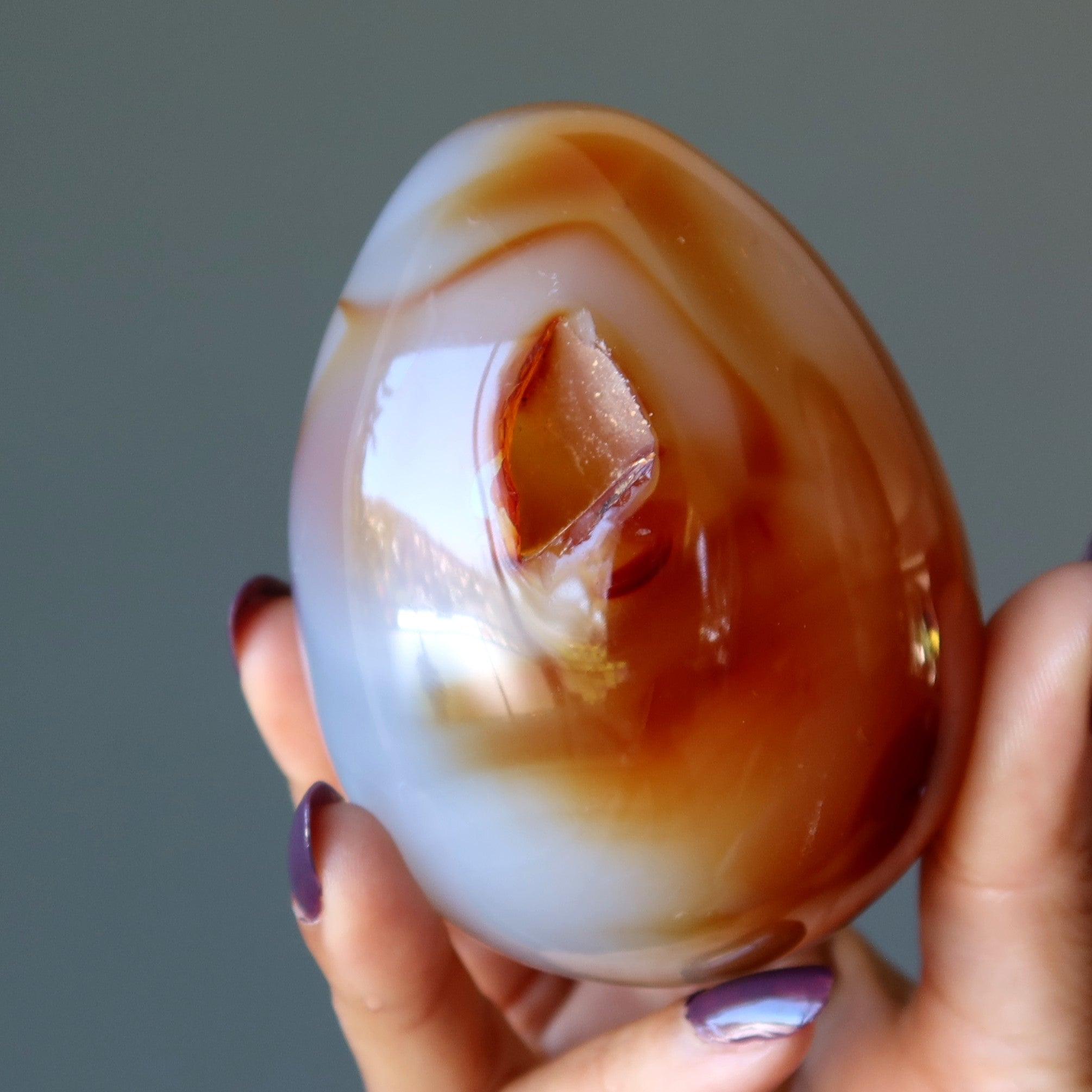 Œuf de Cornaline, Feu Orange sur Glace, Célébration de la Dualité, Cristal
