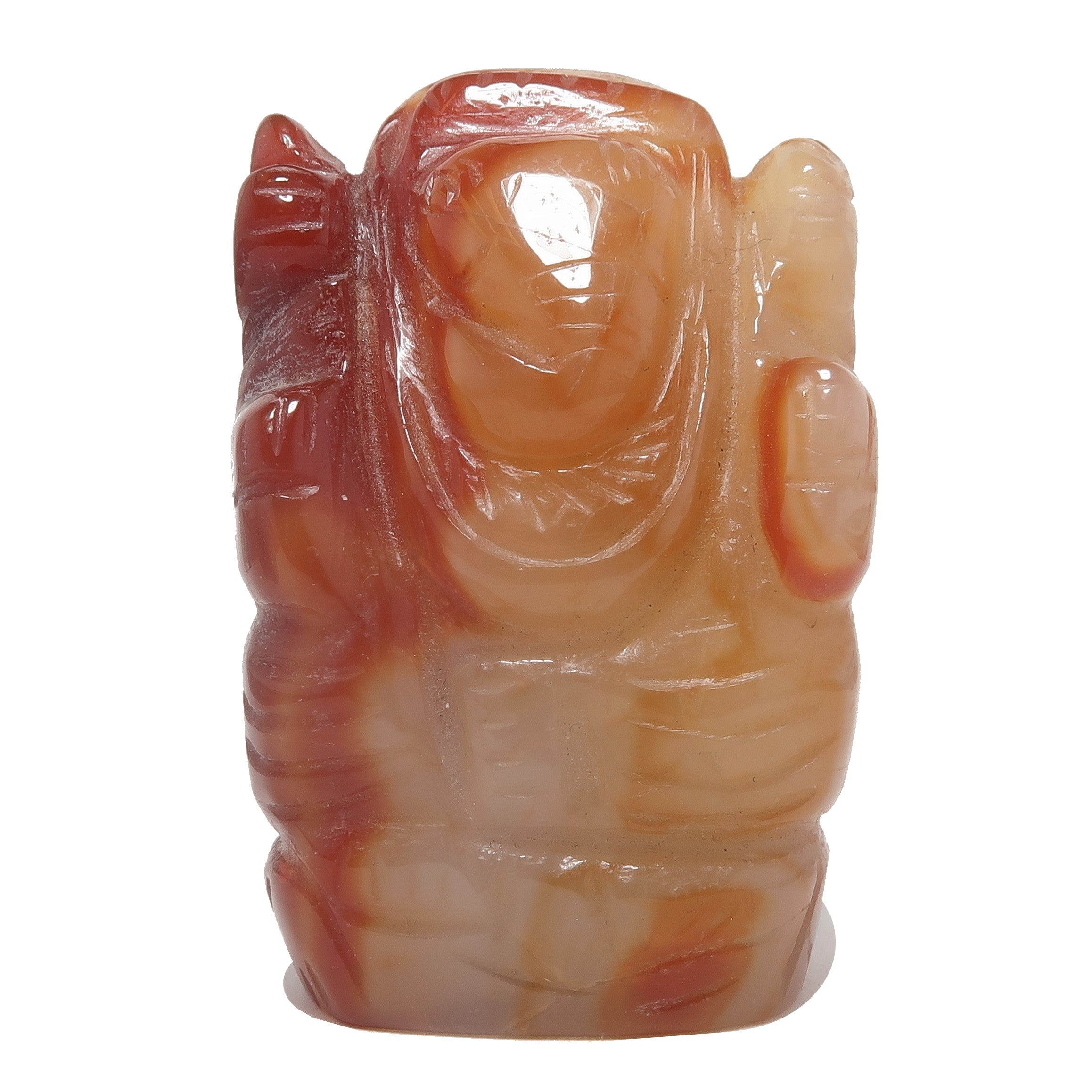 Carnelian Ganesh Orange Hindu Elephant God Protector Statue