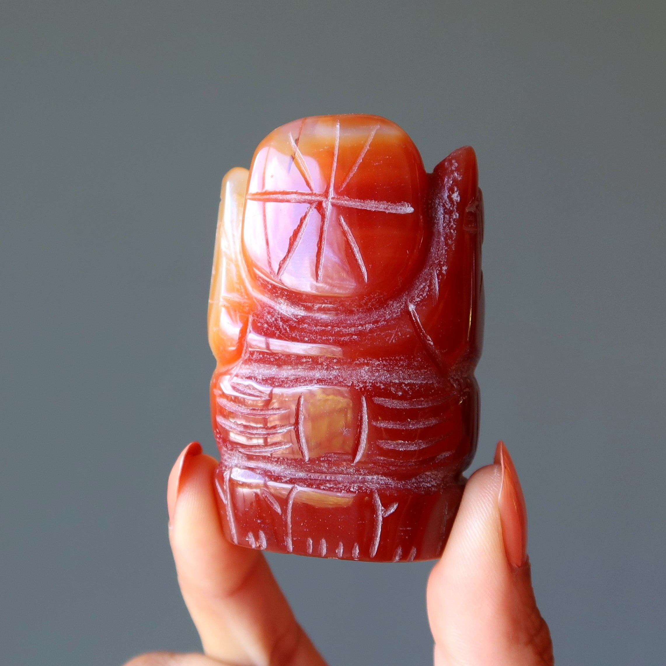 Carnelian Ganesh Orange Hindu Elephant God Protector Statue