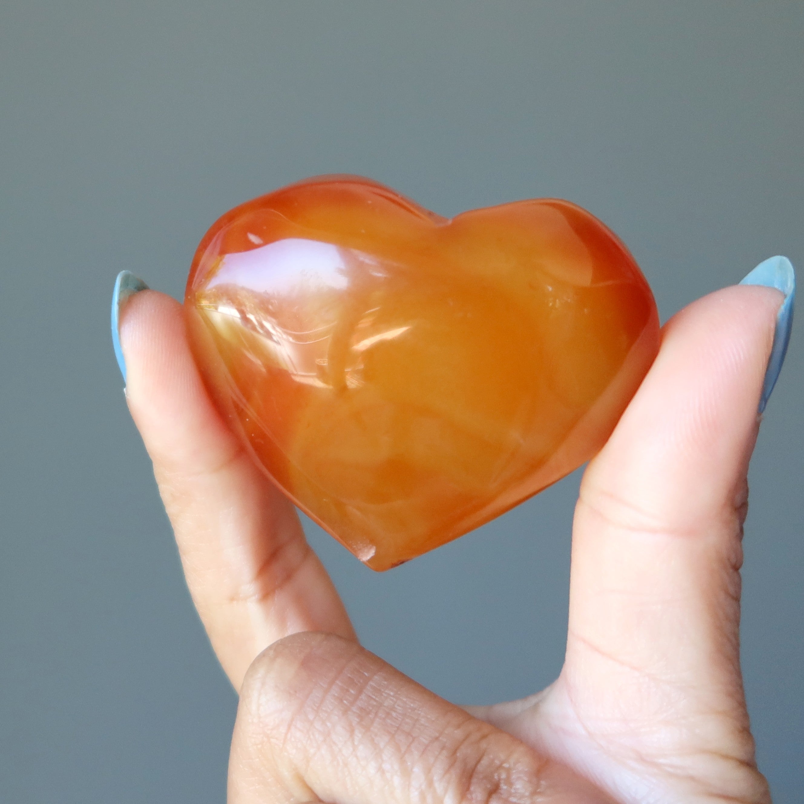 Carnelian Heart Bright Orange Attraction Crystal
