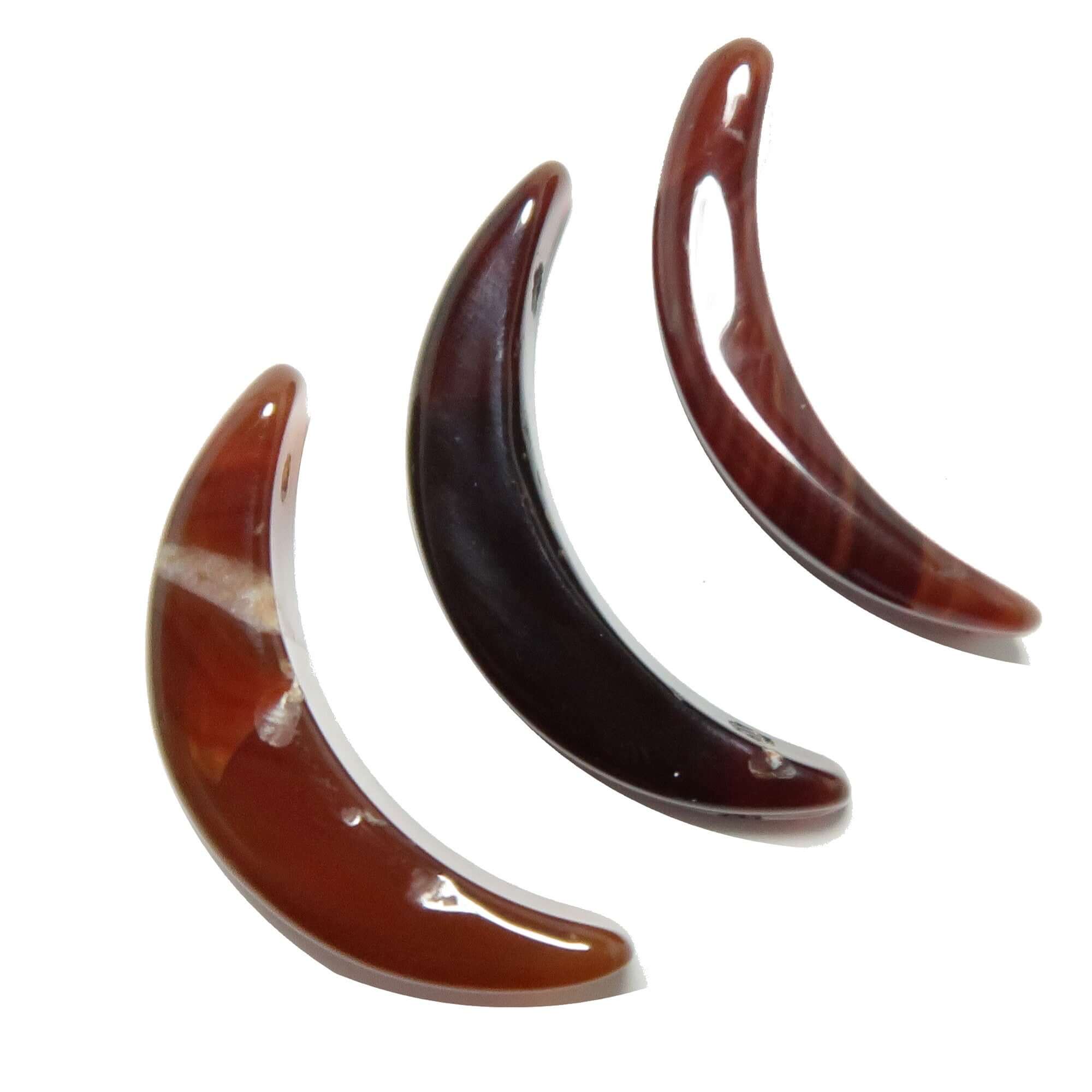 Lot de 3 pendentifs lune croissante en cornaline (grille de cristaux)