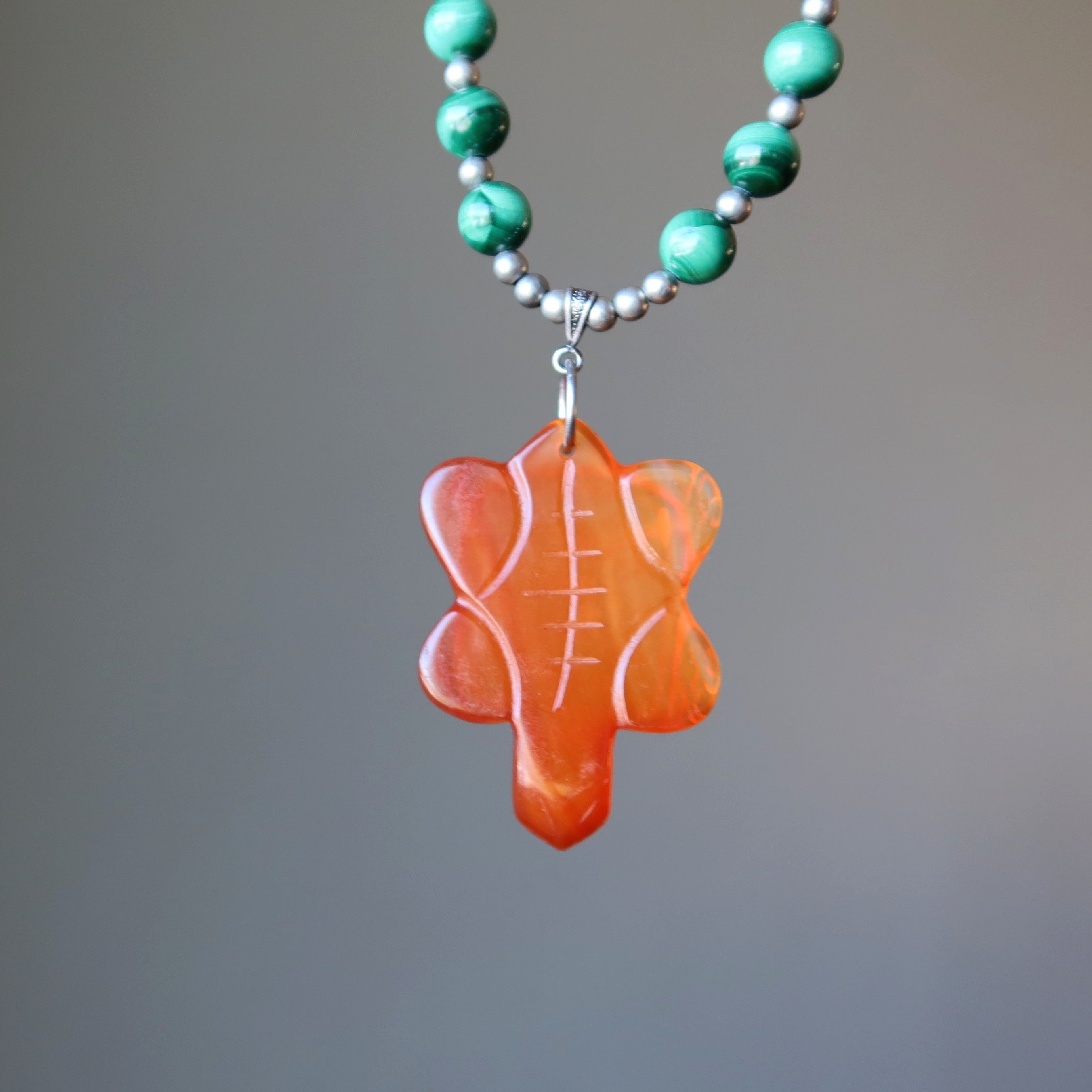Collier Cornaline Malachite Tortue de feu Cristal