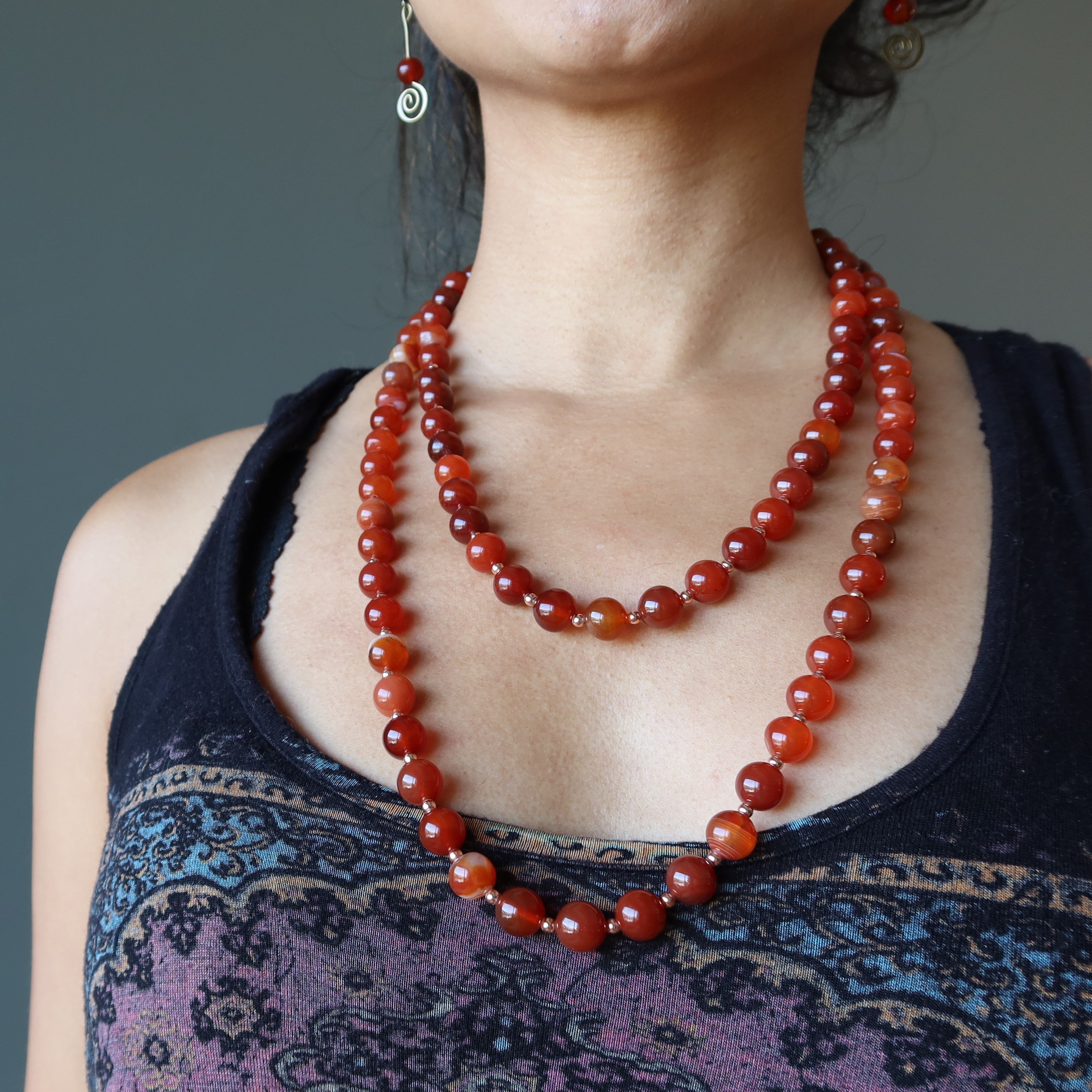 Collier Cornaline Charme Captivant Orange Cuivré
