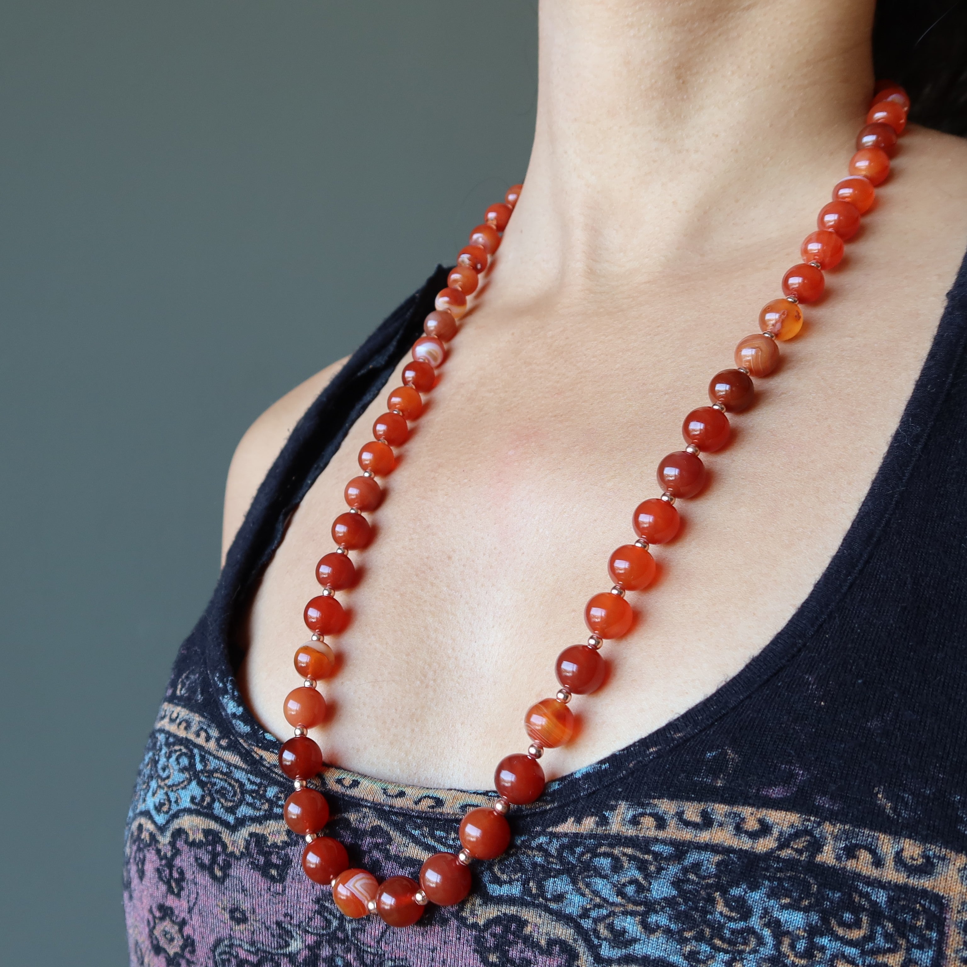 Collier Cornaline Charme Captivant Orange Cuivré