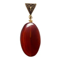 Carnelian Pendant Dark Red Oval Crystal Gold