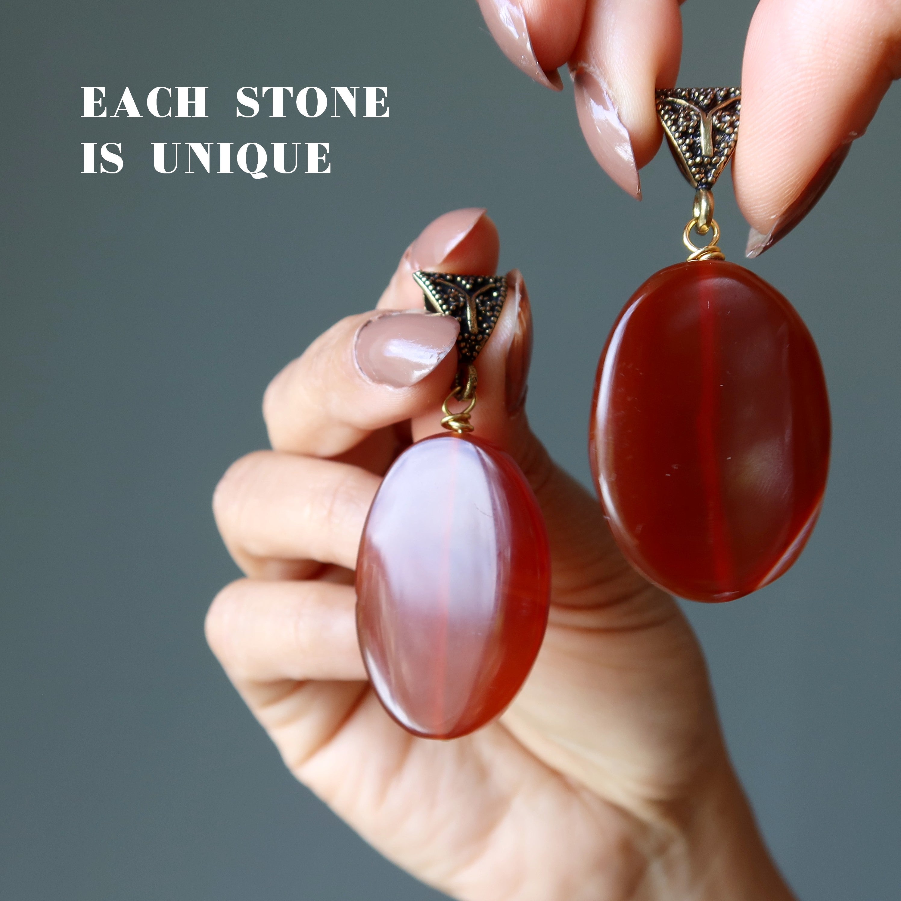 Carnelian Pendant Dark Red Oval Crystal Gold