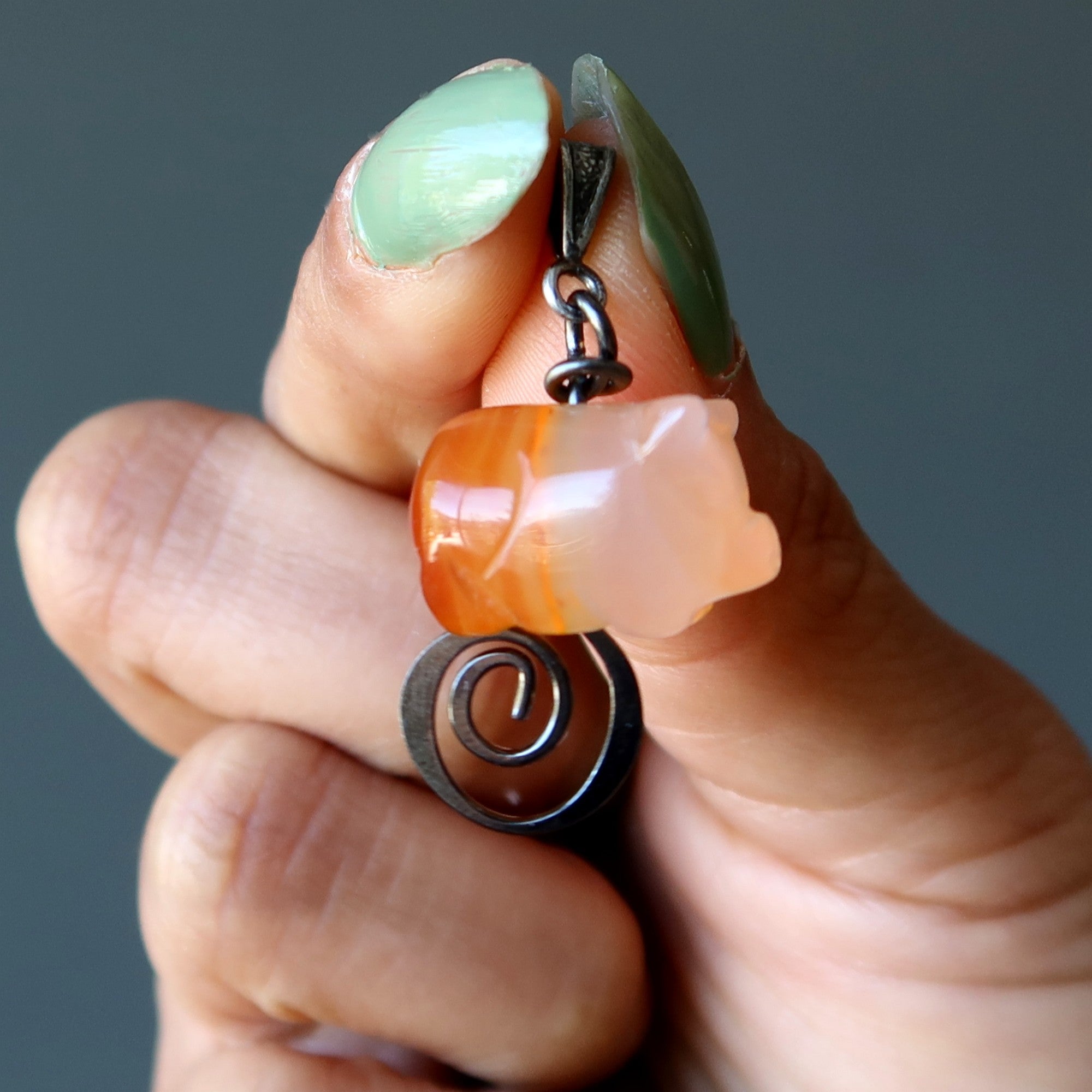 Carnelian Pendant Proud Prosperous Pig Gunmetal
