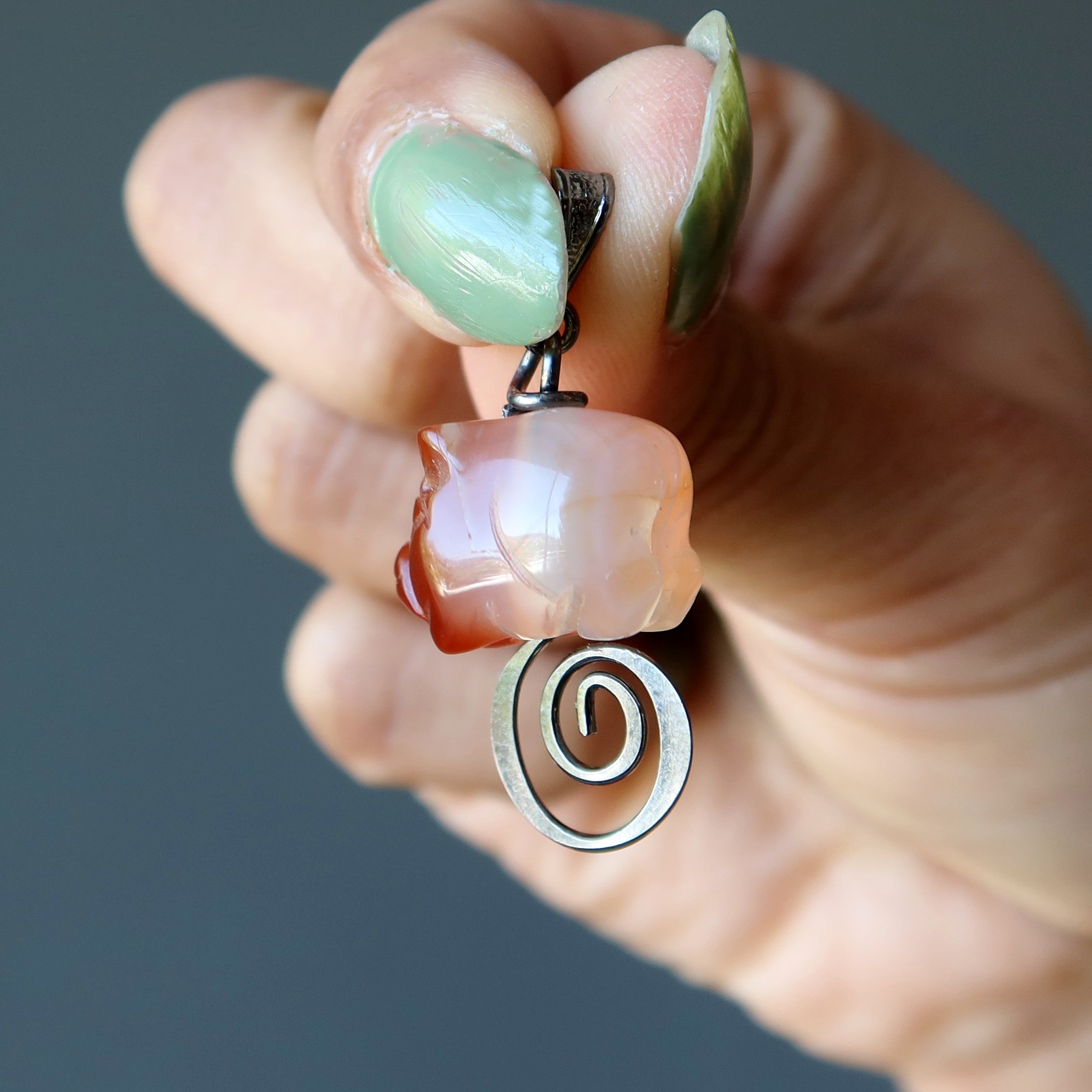 Carnelian Pendant Proud Prosperous Pig Gunmetal