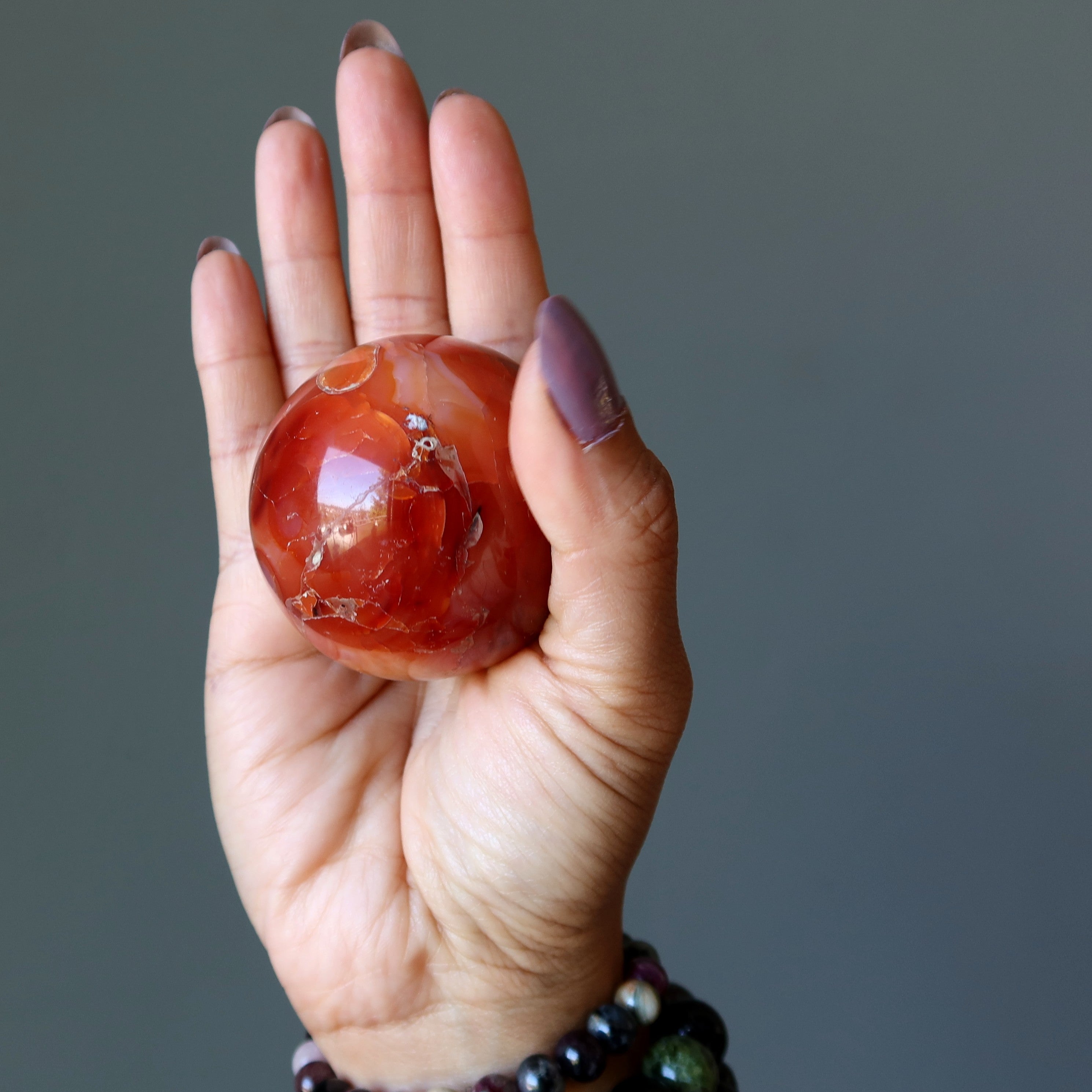 Carnelian Sphere Orange Fire Passion Crystal Ball