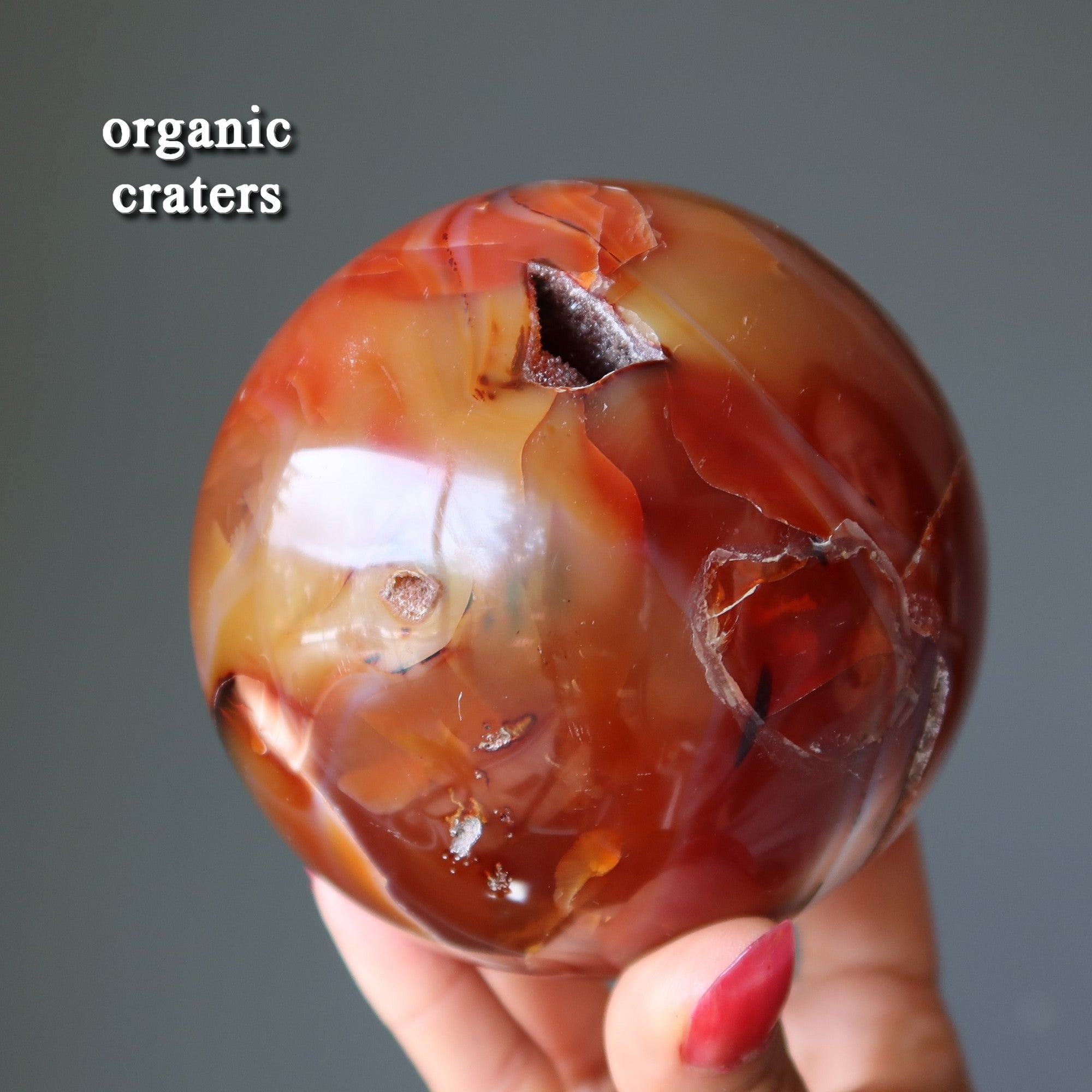 Carnelian Sphere Orange Fire Passion Crystal Ball