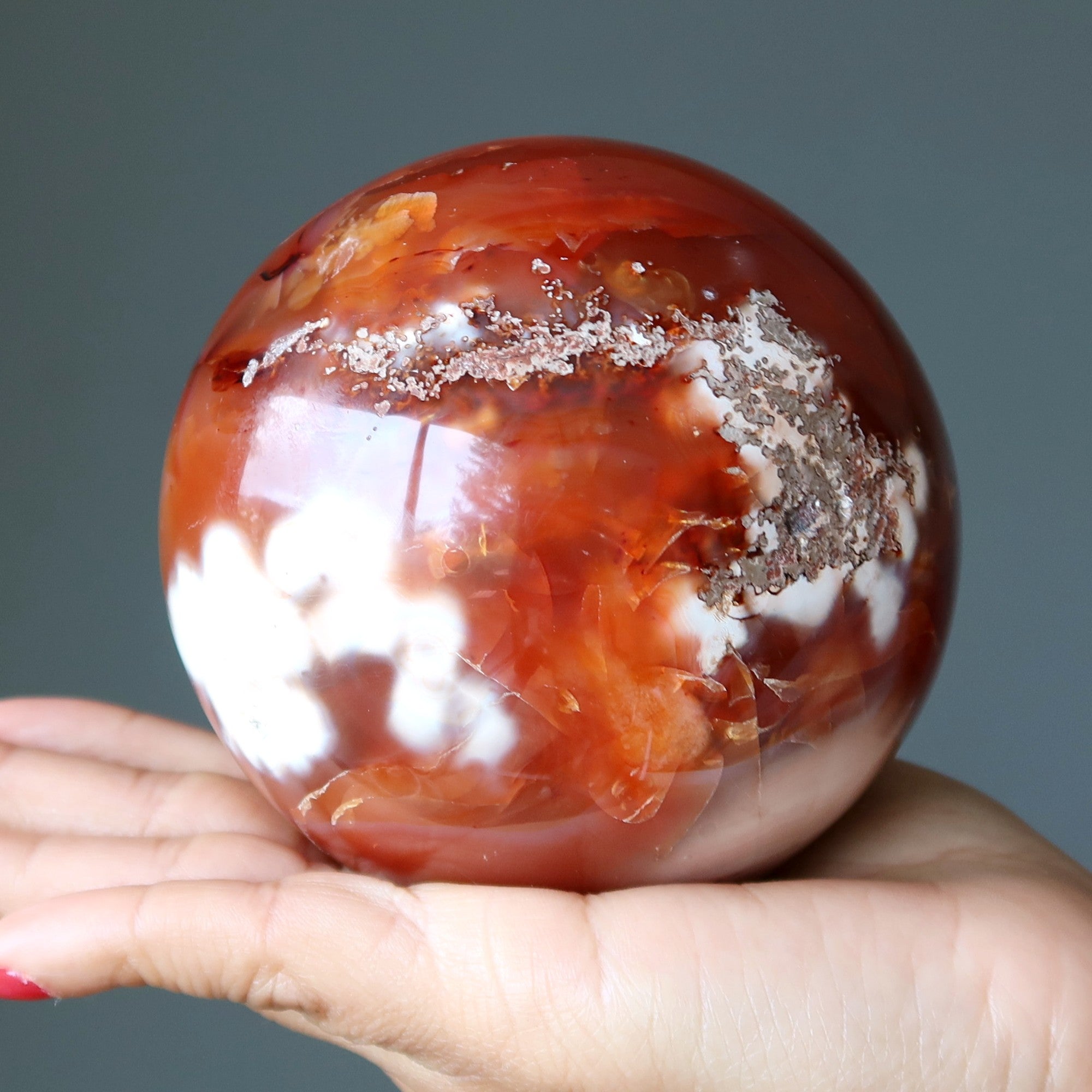 Carnelian Sphere Orange Fire Passion Crystal Ball