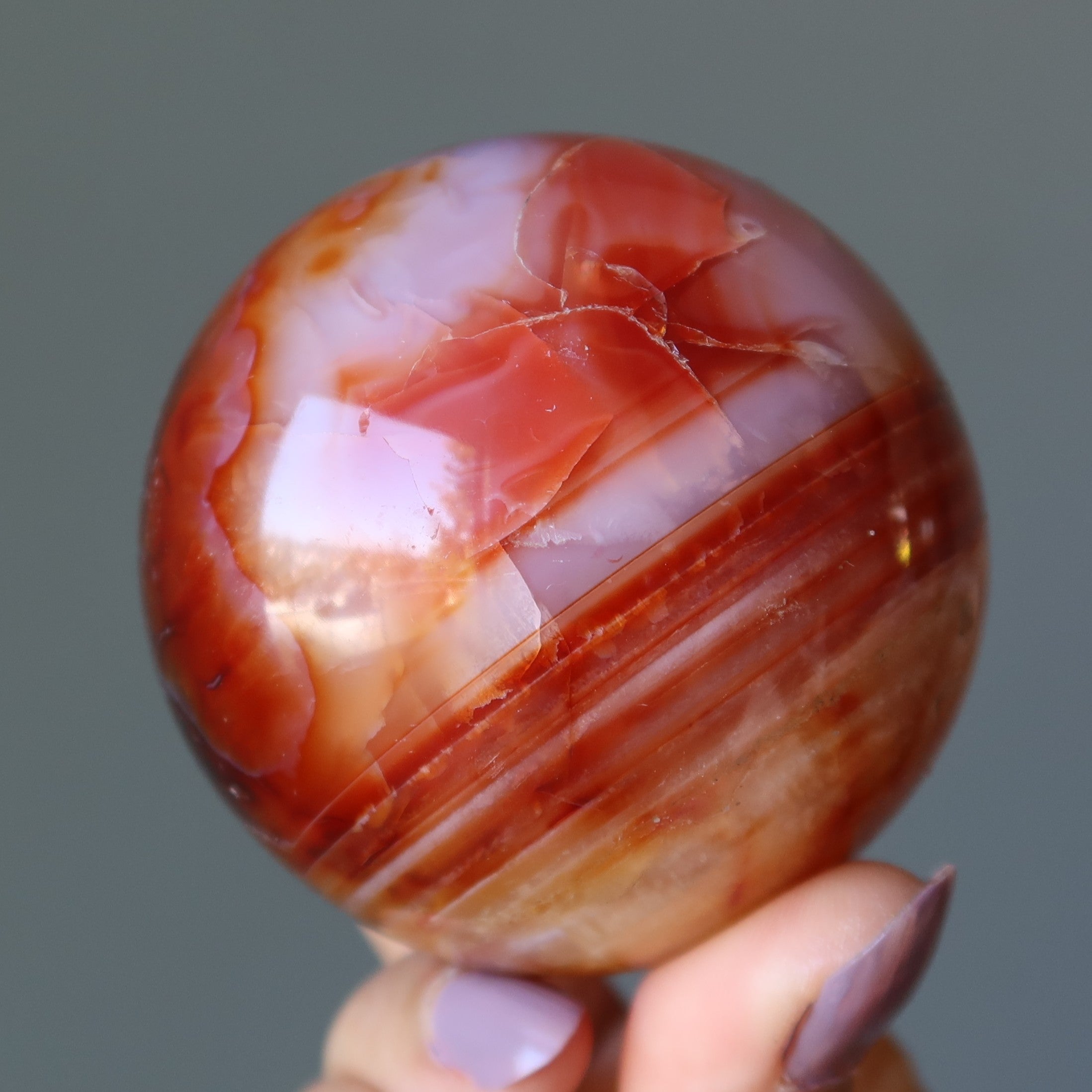 Carnelian Sphere Orange Fire Passion Crystal Ball