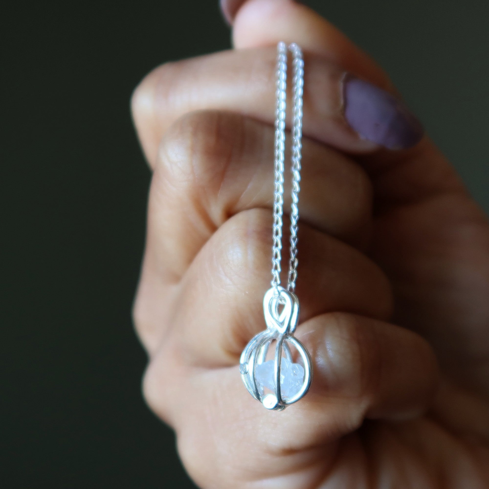 Celestite Necklace Frozen in Time Sterling Silver
