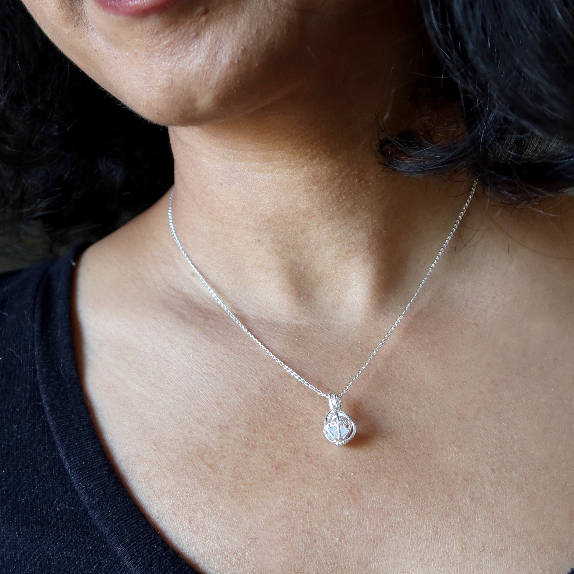 Celestite Necklace Frozen in Time Sterling Silver