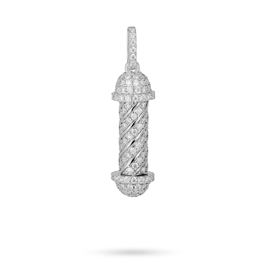 Moissanite Barber Pole Pendant in 925 Sterling Silver