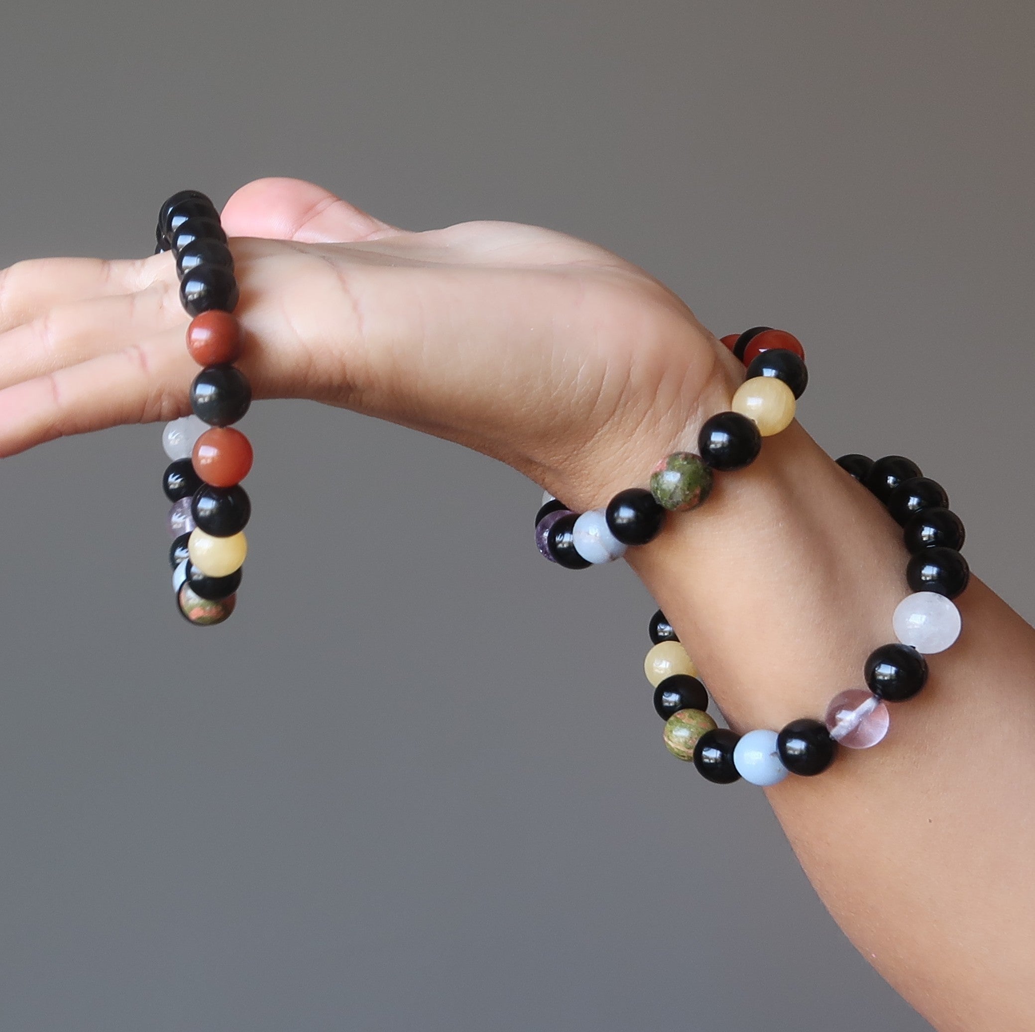 Rainbow Obsidian Bracelet 7 Chakra Beads Total Protection