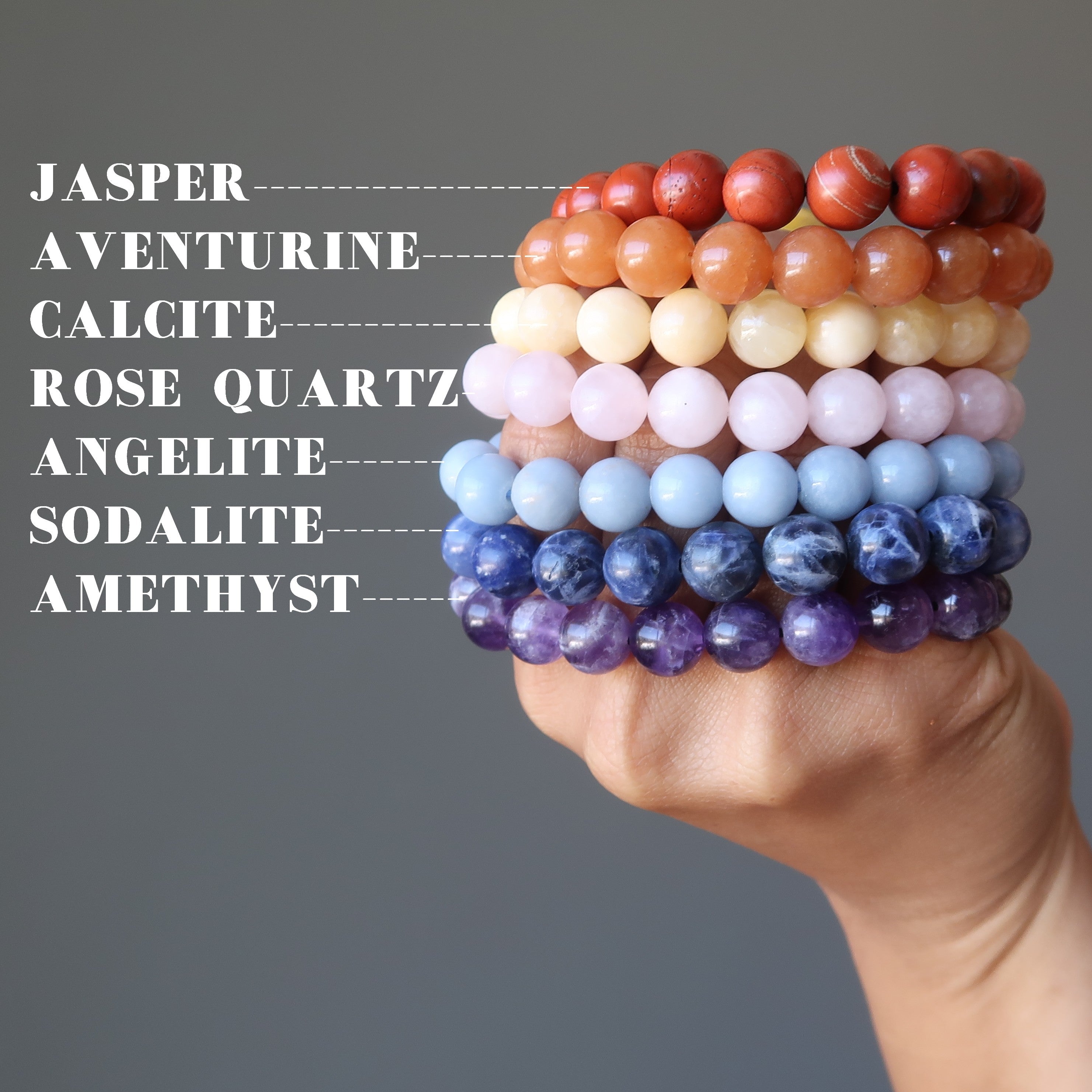 Kristall-Chakra-Armband-Set: 7 Regenbogen-Heilsteine