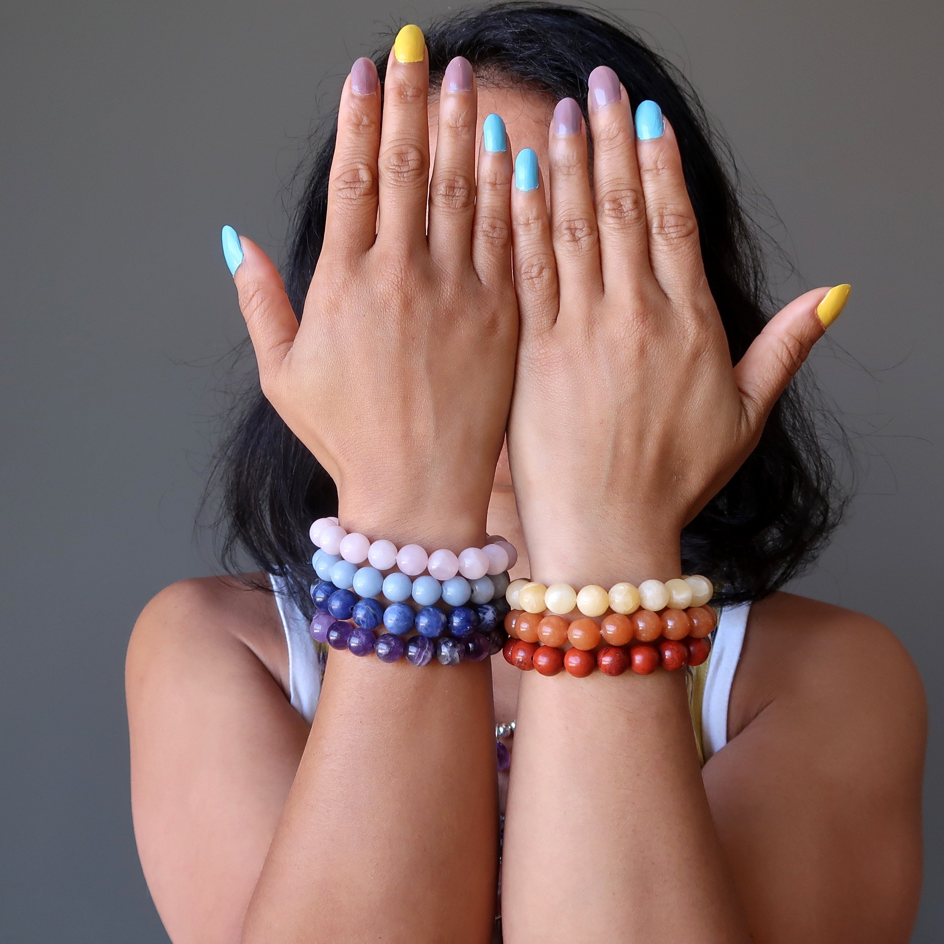 Kristall-Chakra-Armband-Set: 7 Regenbogen-Heilsteine