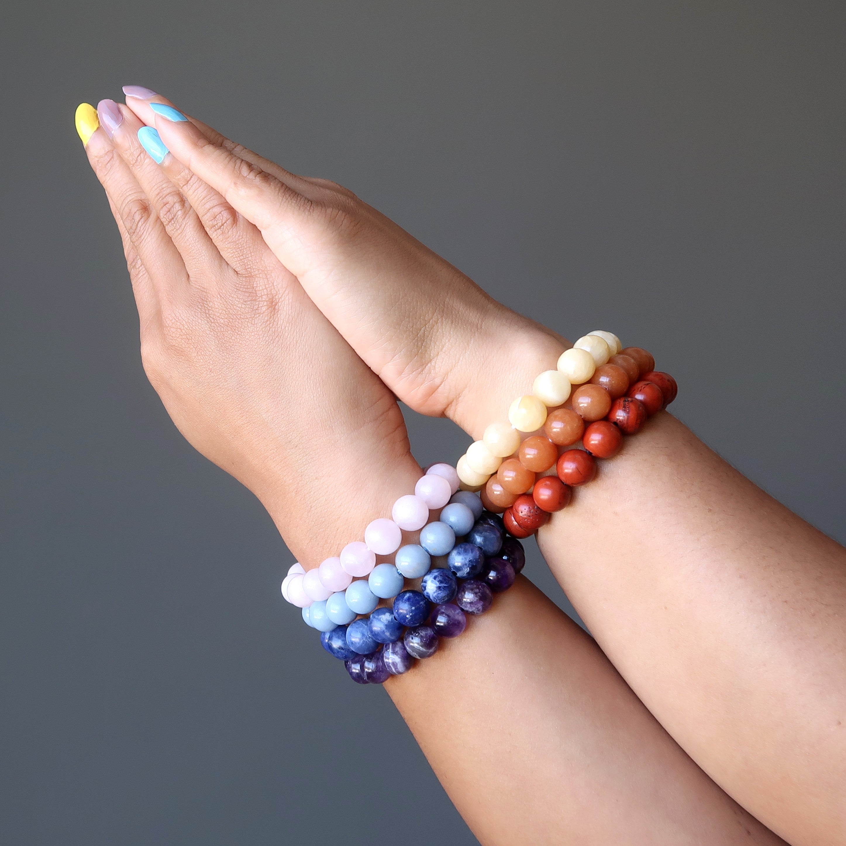 Kristall-Chakra-Armband-Set: 7 Regenbogen-Heilsteine