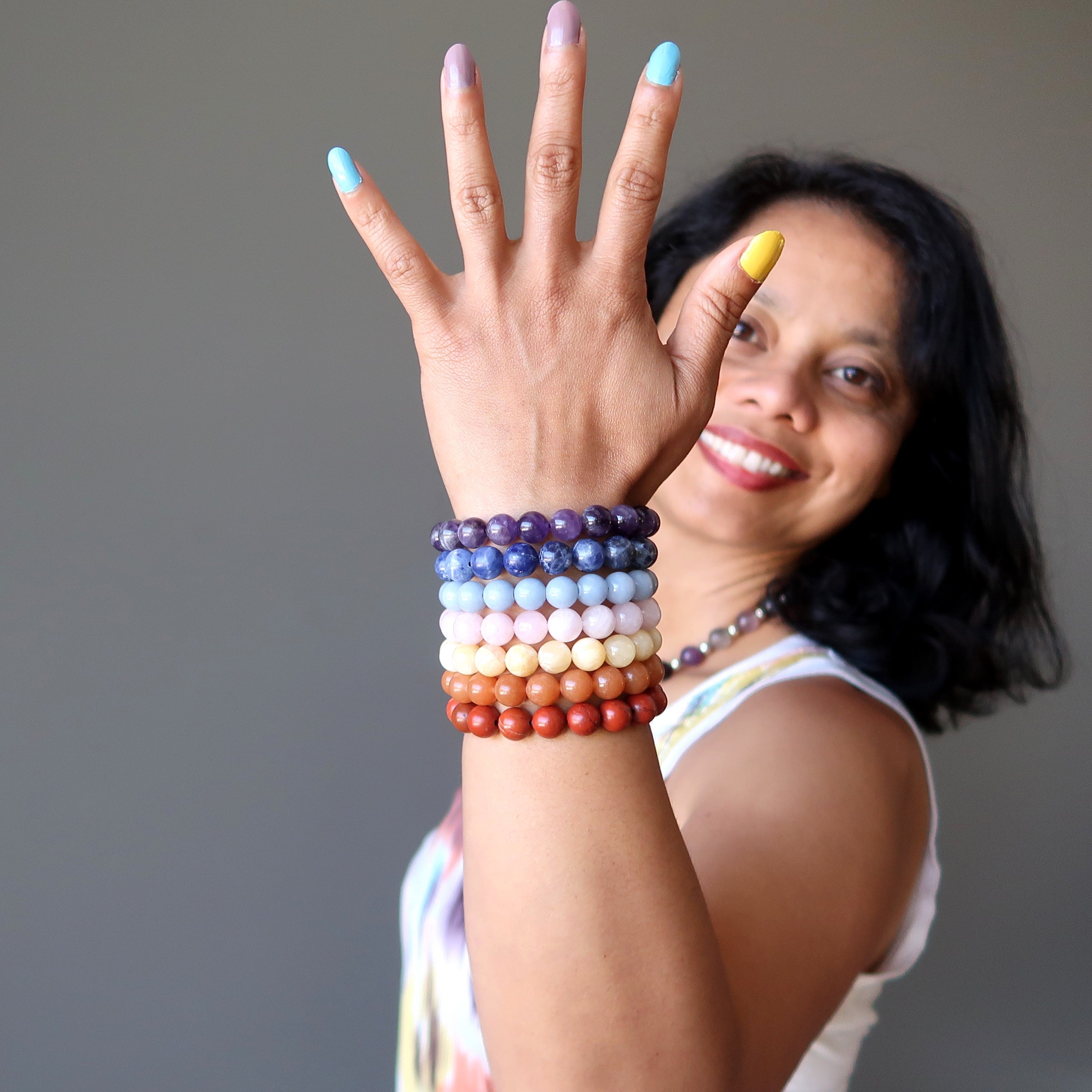 Kristall-Chakra-Armband-Set: 7 Regenbogen-Heilsteine