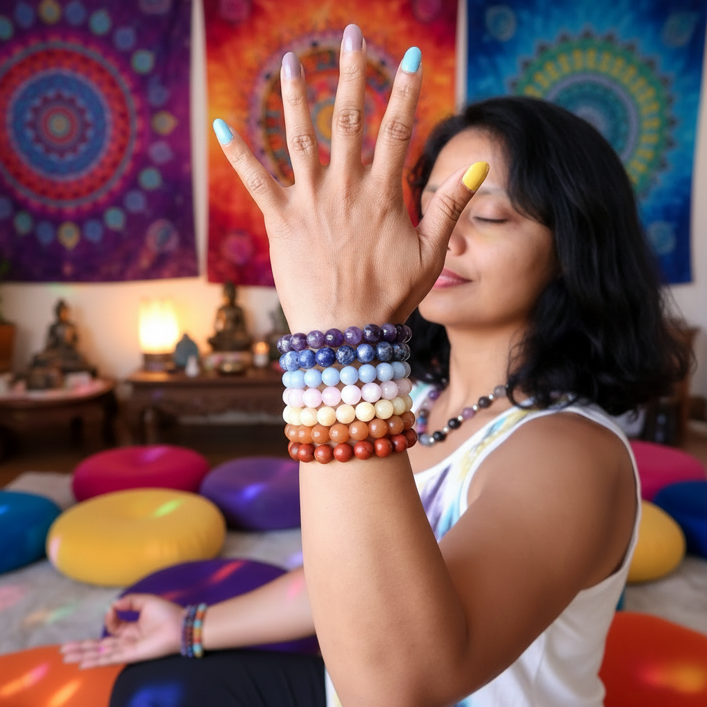Kristall-Chakra-Armband-Set: 7 Regenbogen-Heilsteine