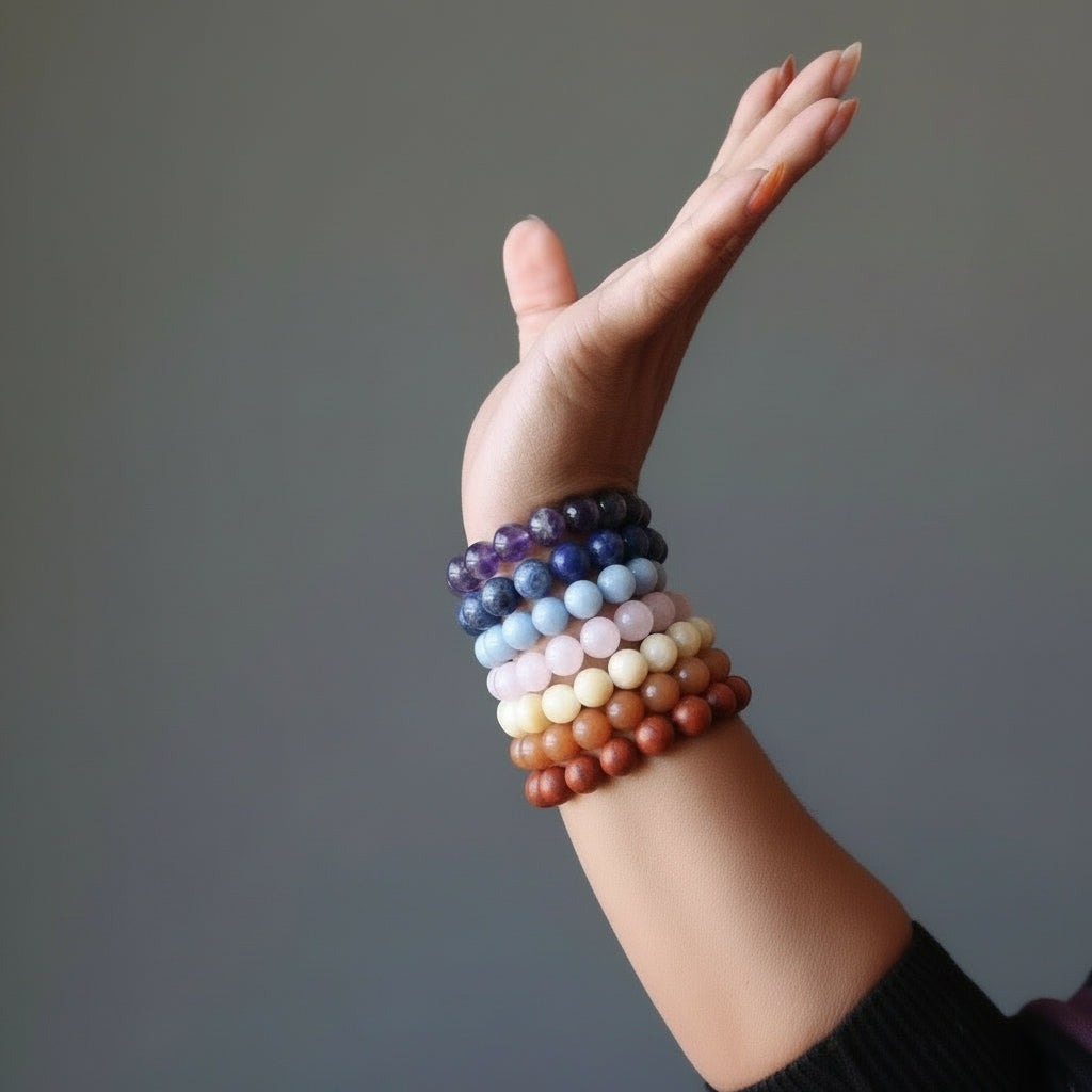 Kristall-Chakra-Armband-Set: 7 Regenbogen-Heilsteine