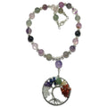 Fluorite Necklace Tree of Life Rainbow Chakra Stones