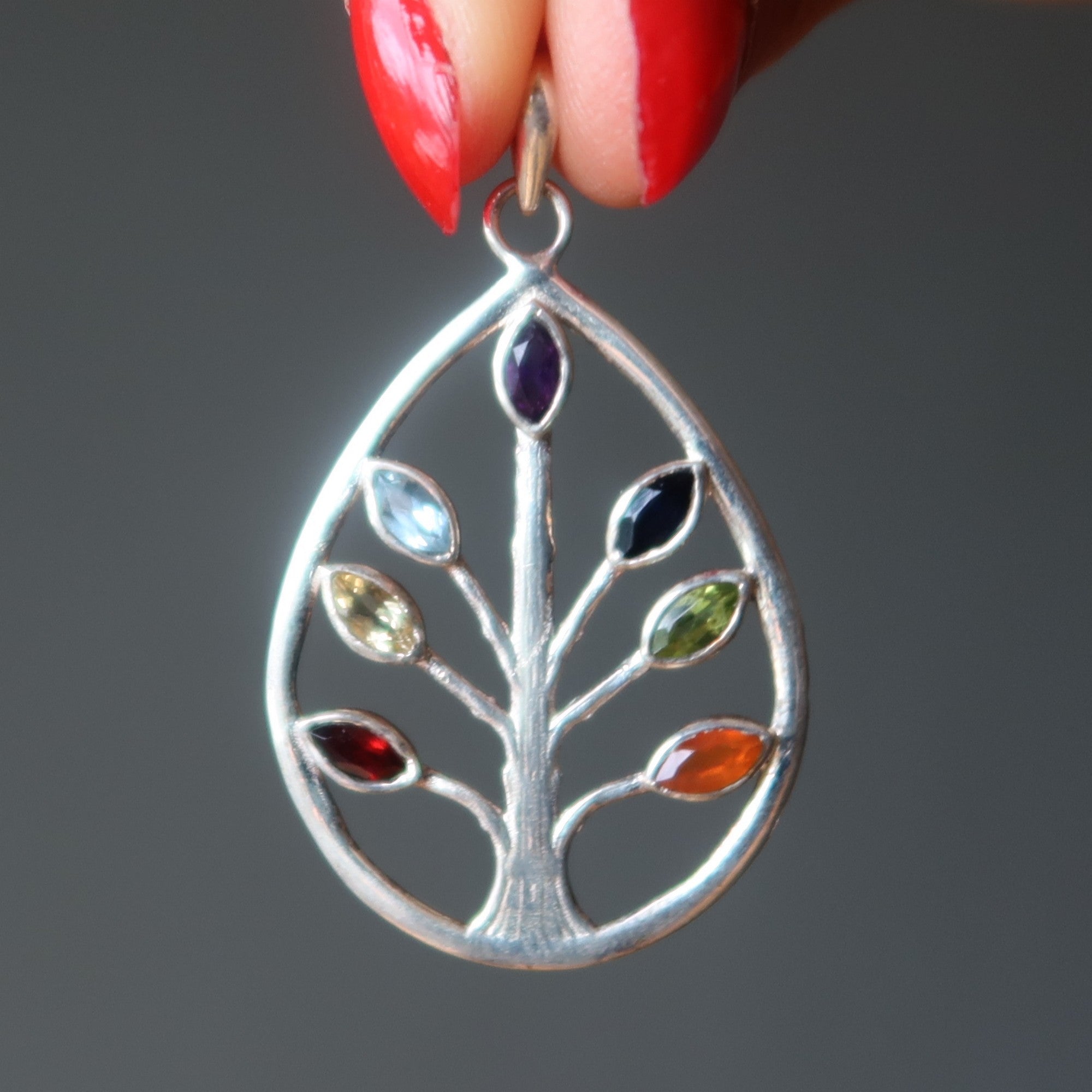 Chakra-Anhänger Lebensbaum Sterlingsilber