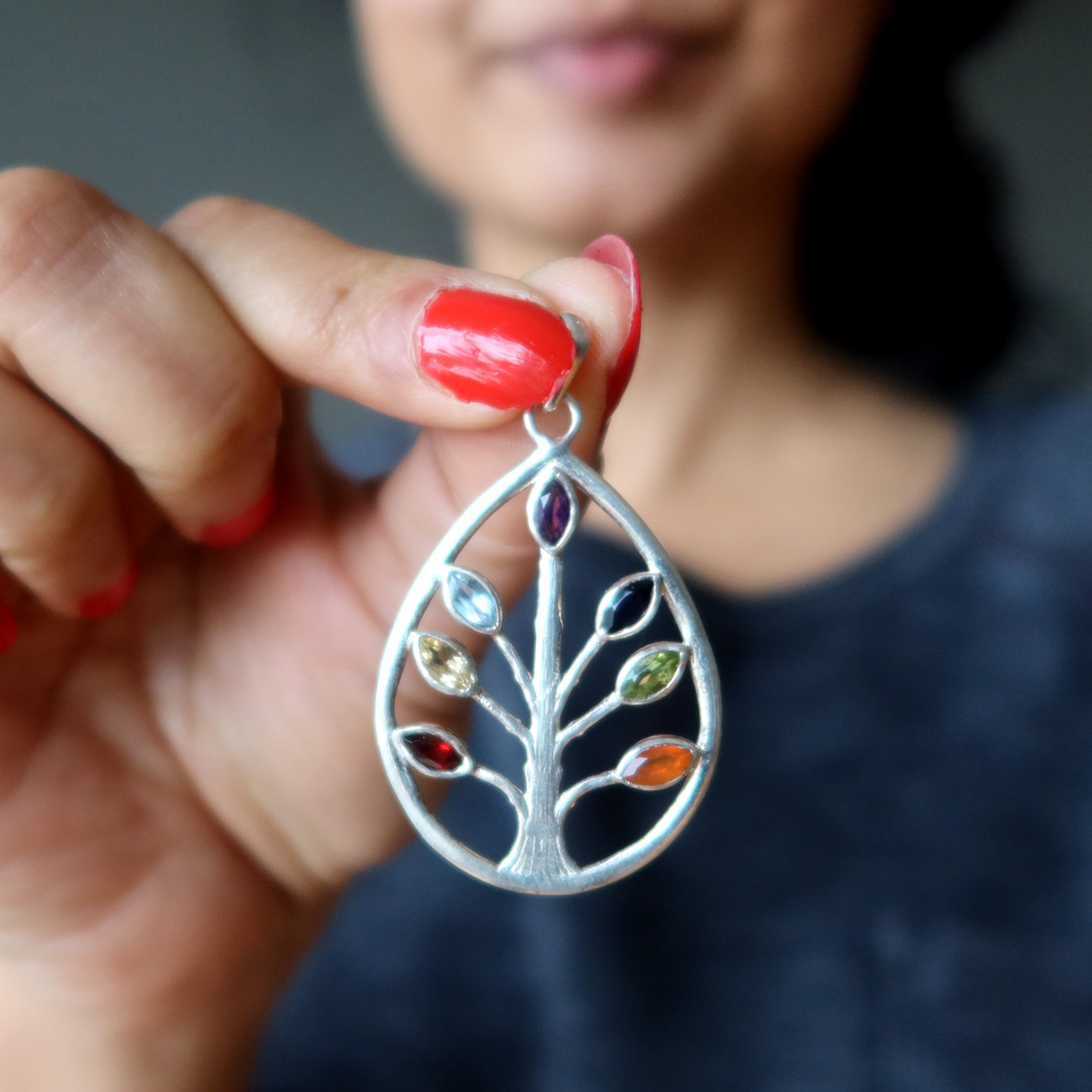 Chakra-Anhänger Lebensbaum Sterlingsilber