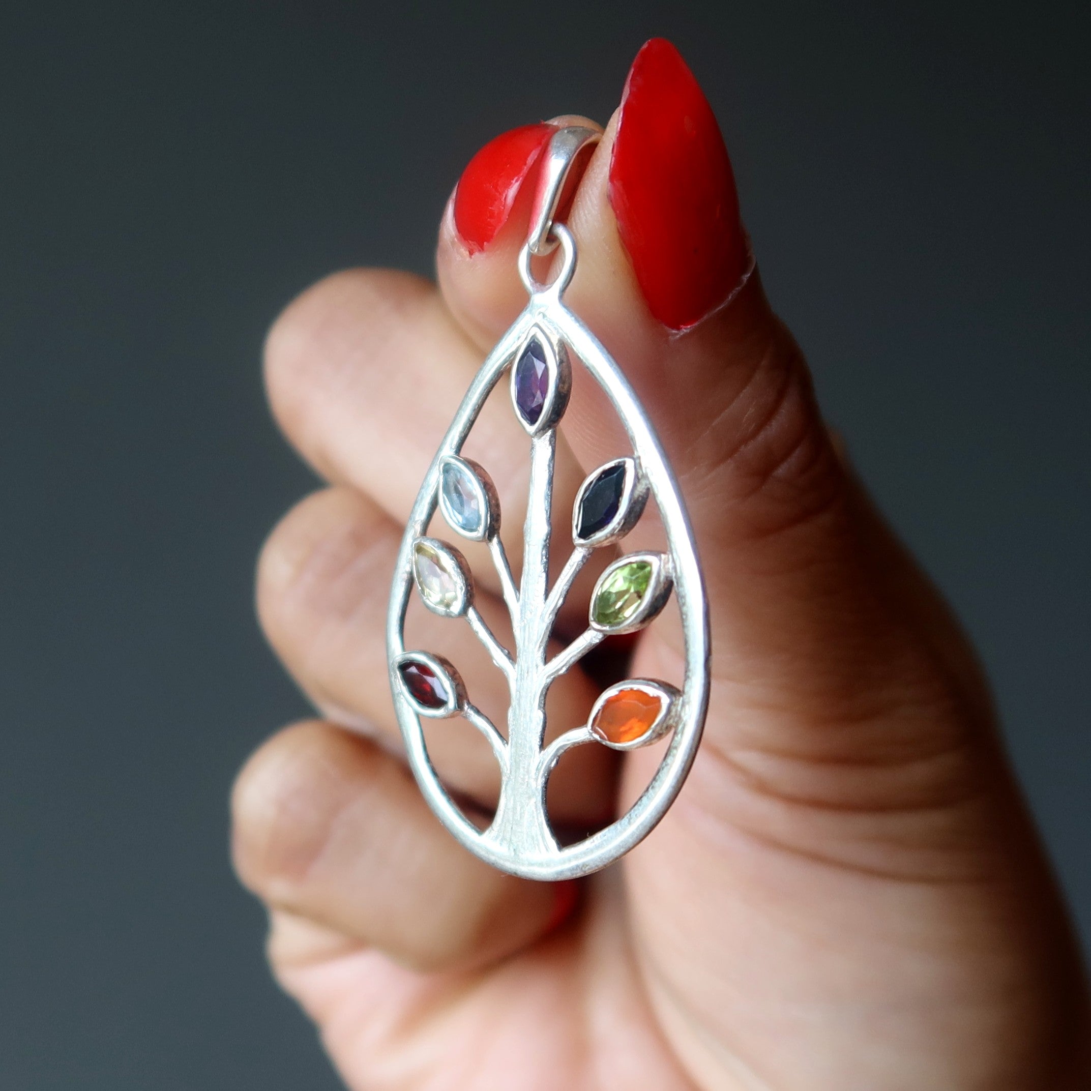 Chakra-Anhänger Lebensbaum Sterlingsilber