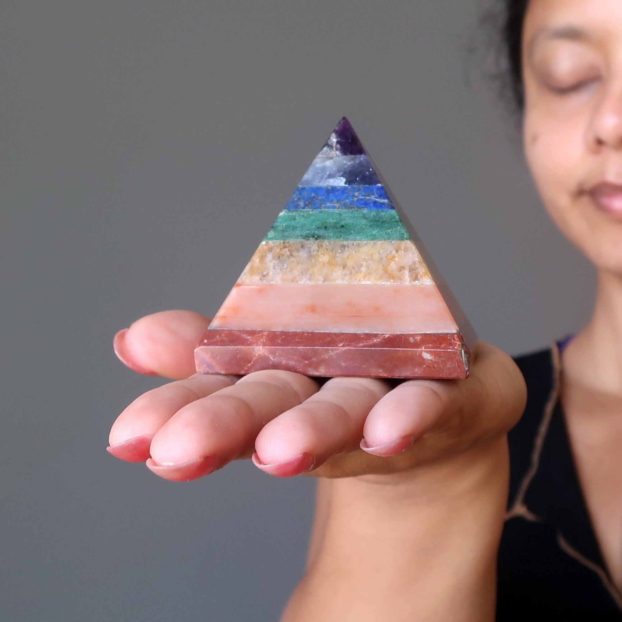 Chakra Pyramid 7 Layer Rainbow Healing Crystal