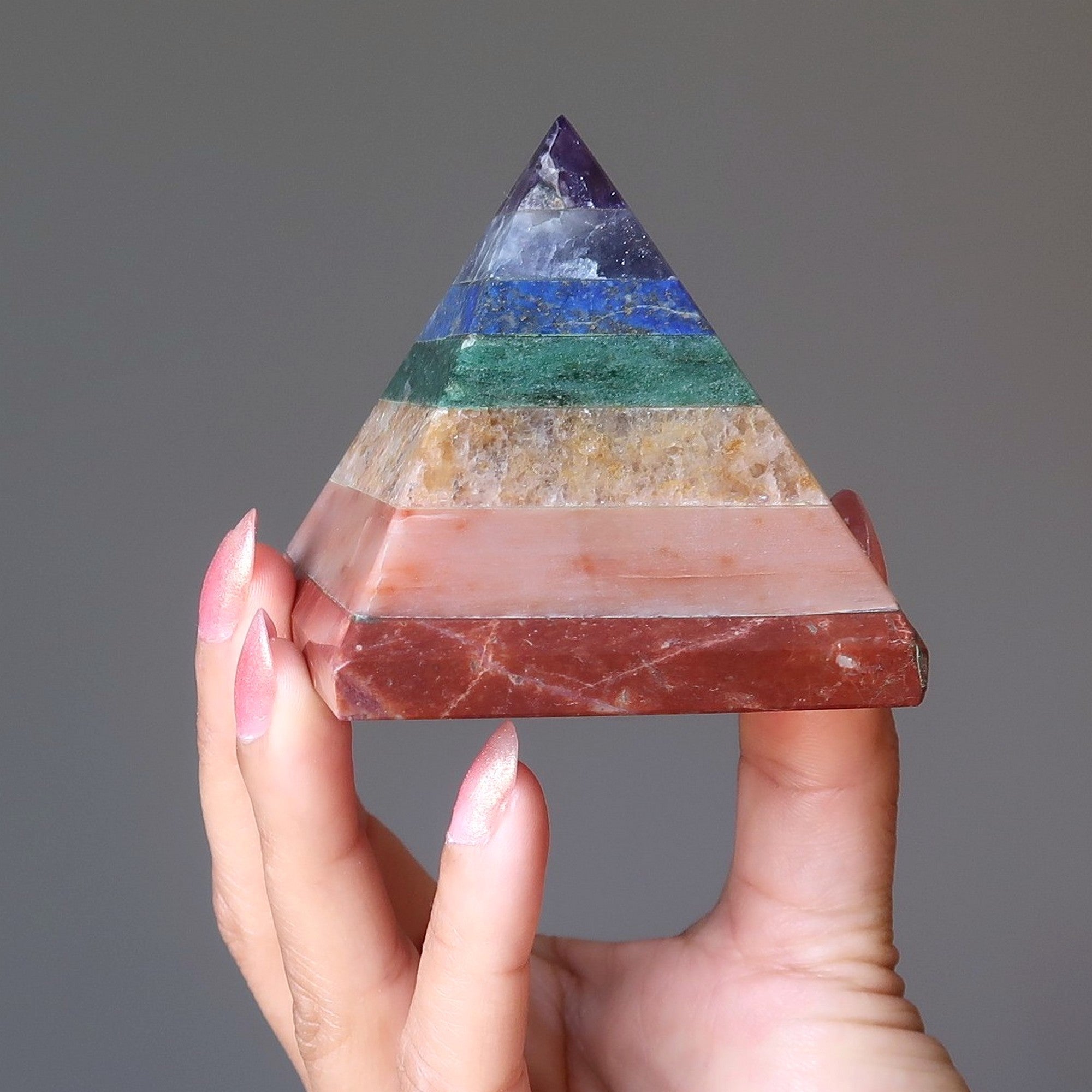Chakra Pyramid 7 Layer Rainbow Healing Crystal