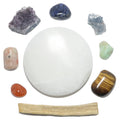 Chakra-Set 7 Steine und Selenit-Ladeplatte/Reiniger