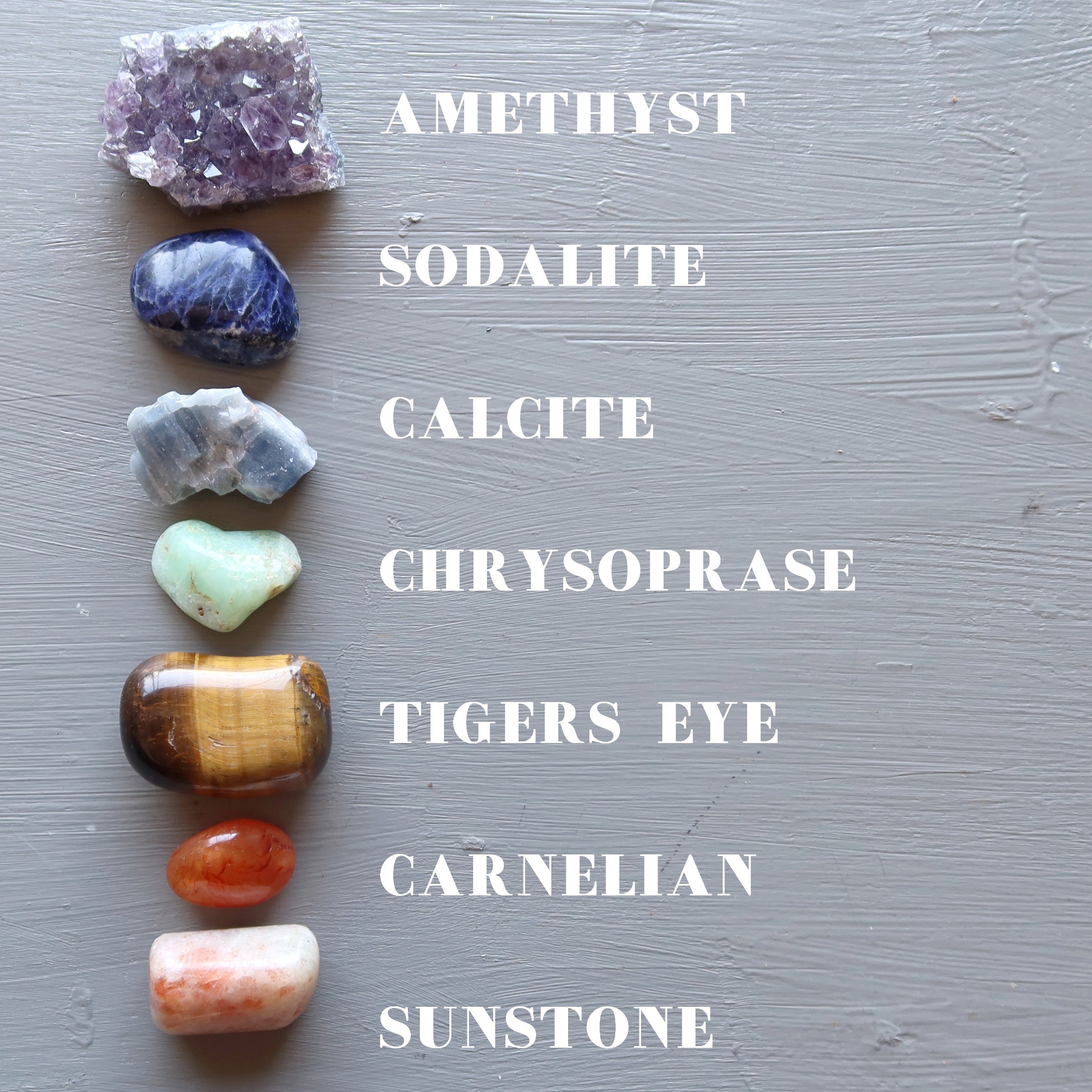 Chakra-Set 7 Steine und Selenit-Ladeplatte/Reiniger