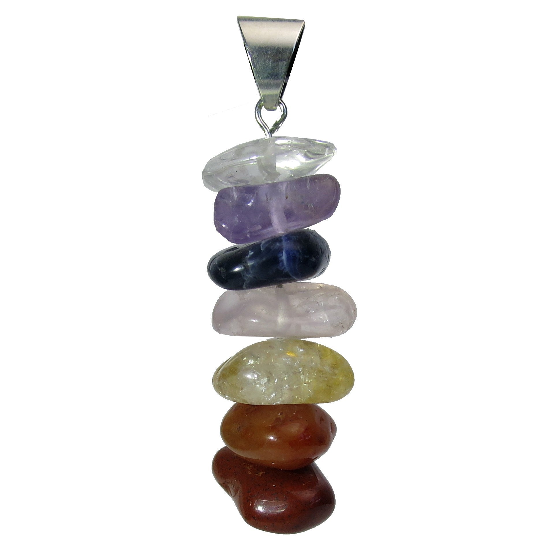 Pendentif Chakra Citrine Quartz Arc-en-ciel Pierres Empilées