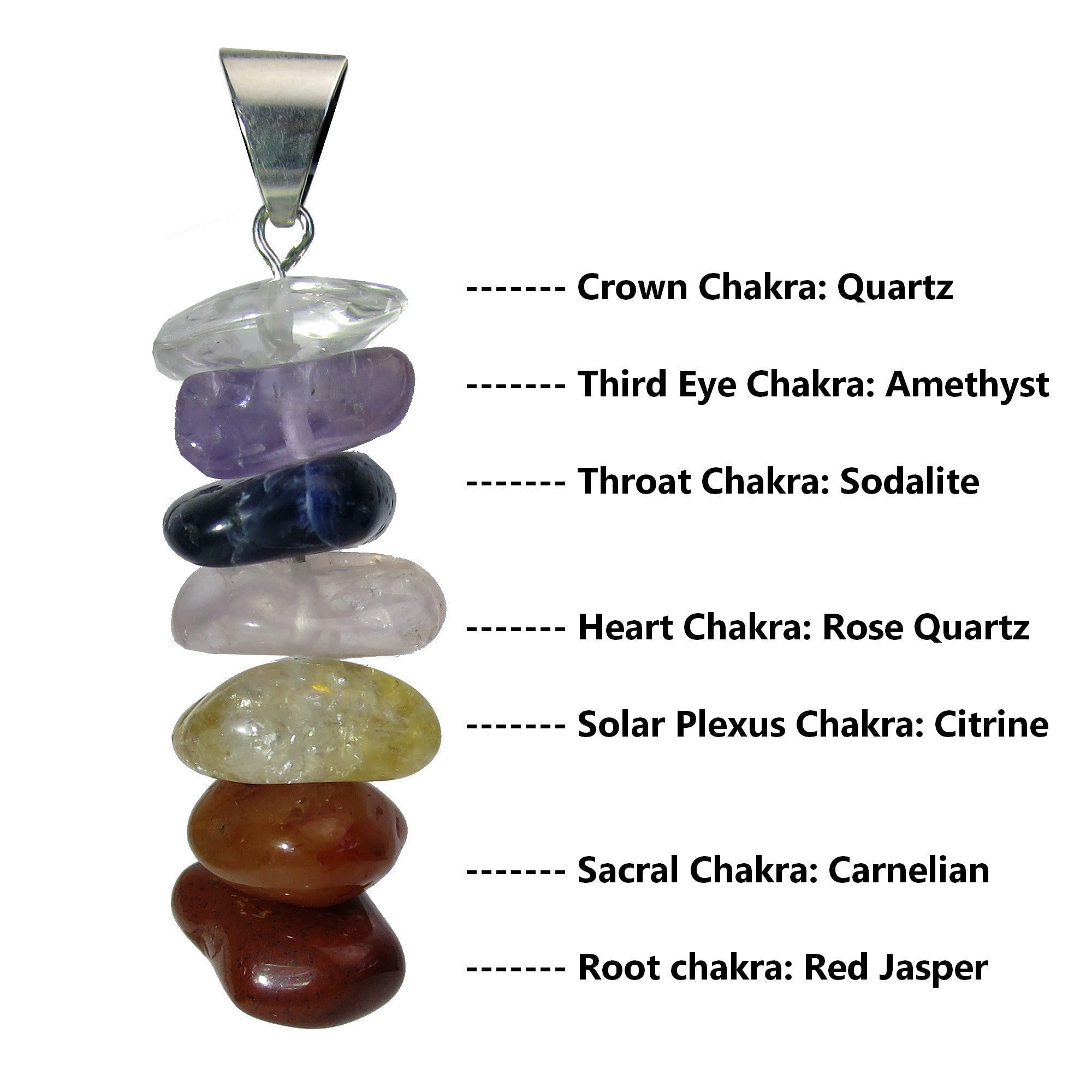 Pendentif Chakra Citrine Quartz Arc-en-ciel Pierres Empilées