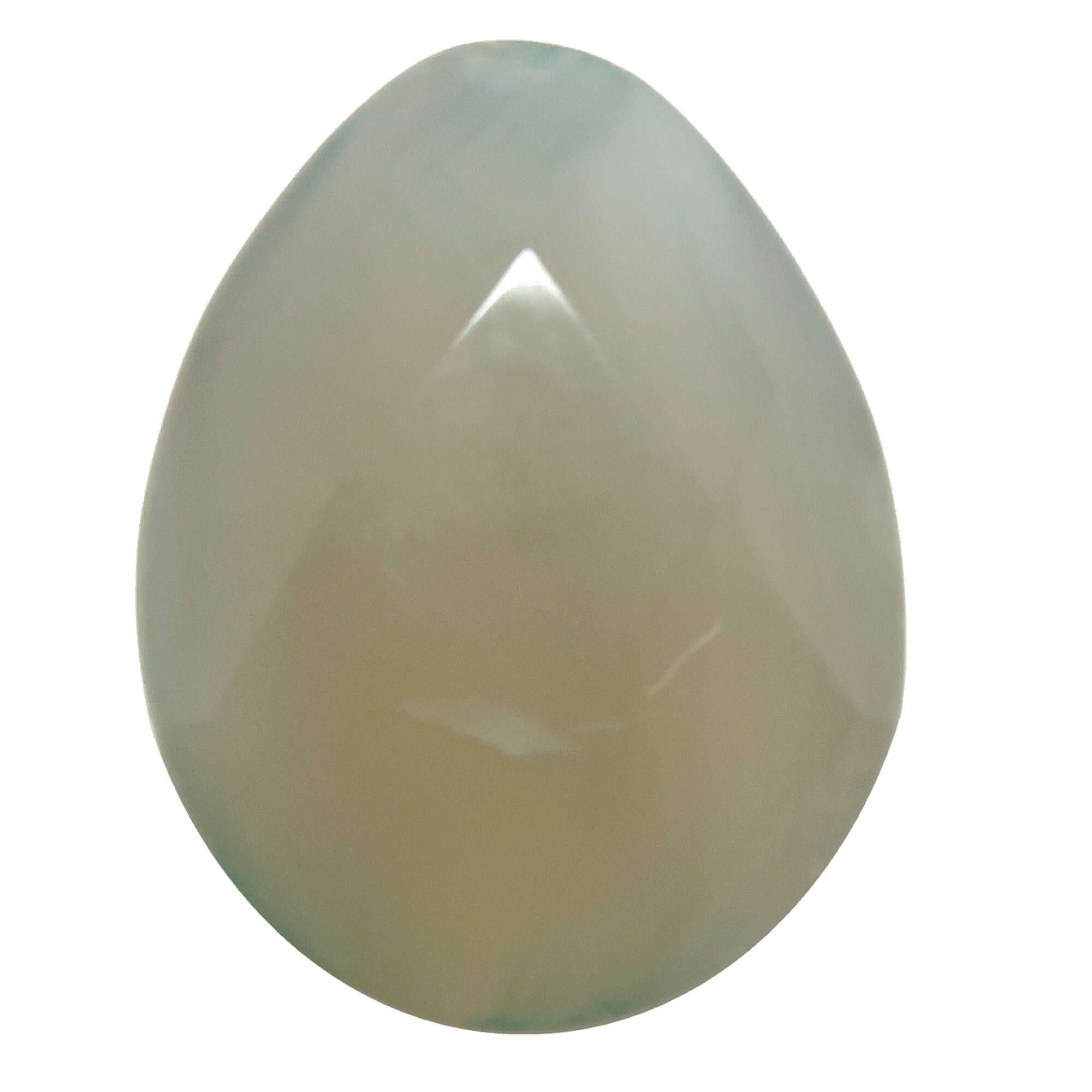Pierre précieuse facettée en forme de poire, agencement de cristal quadrillé en calcédoine