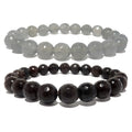 Ensemble de bracelets en calcédoine : pierres mystiques à facettes grises et brunes
