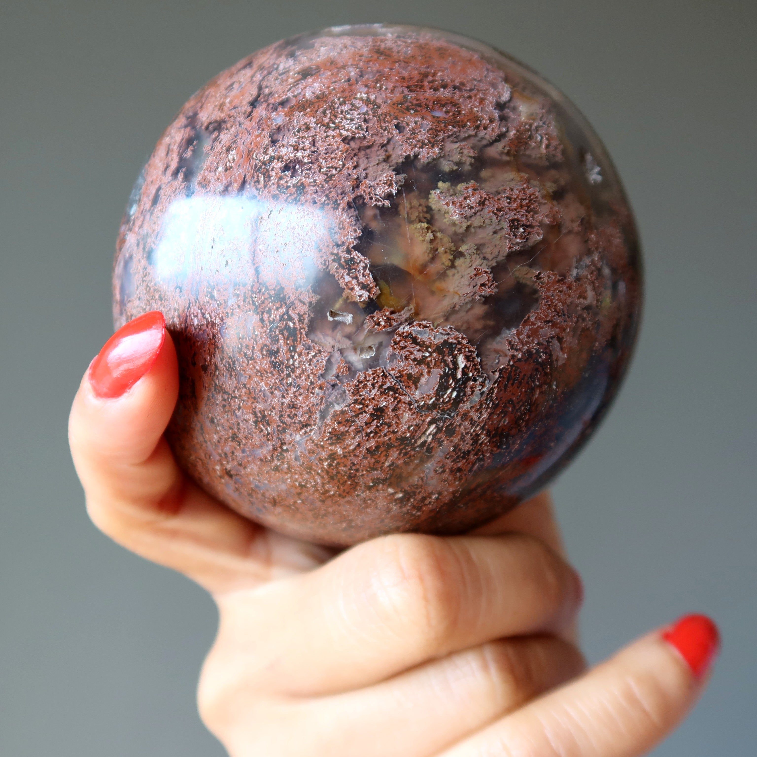Chalcedony Sphere Red Jasper Magic Crystal Ball