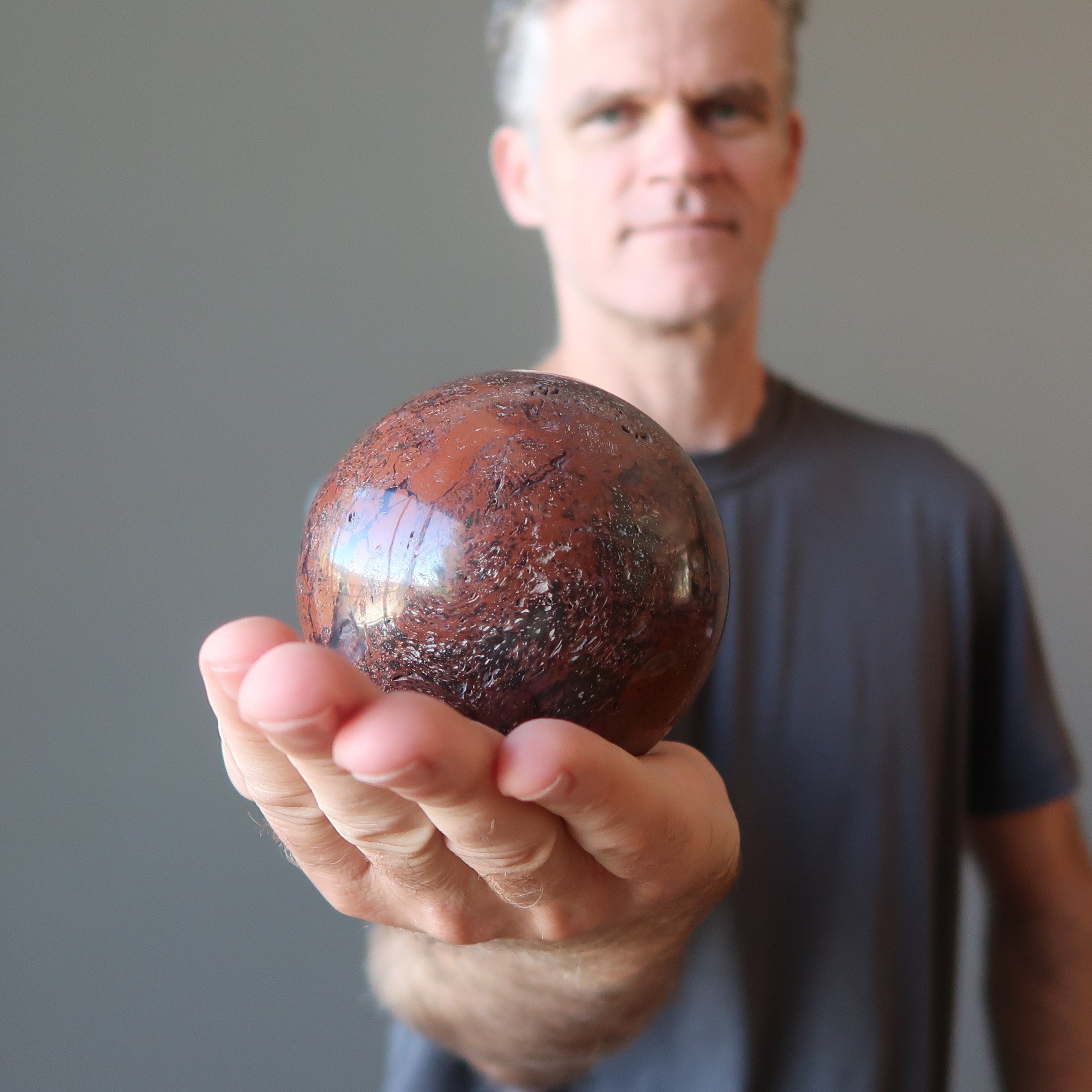 Chalcedony Sphere Red Jasper Magic Crystal Ball