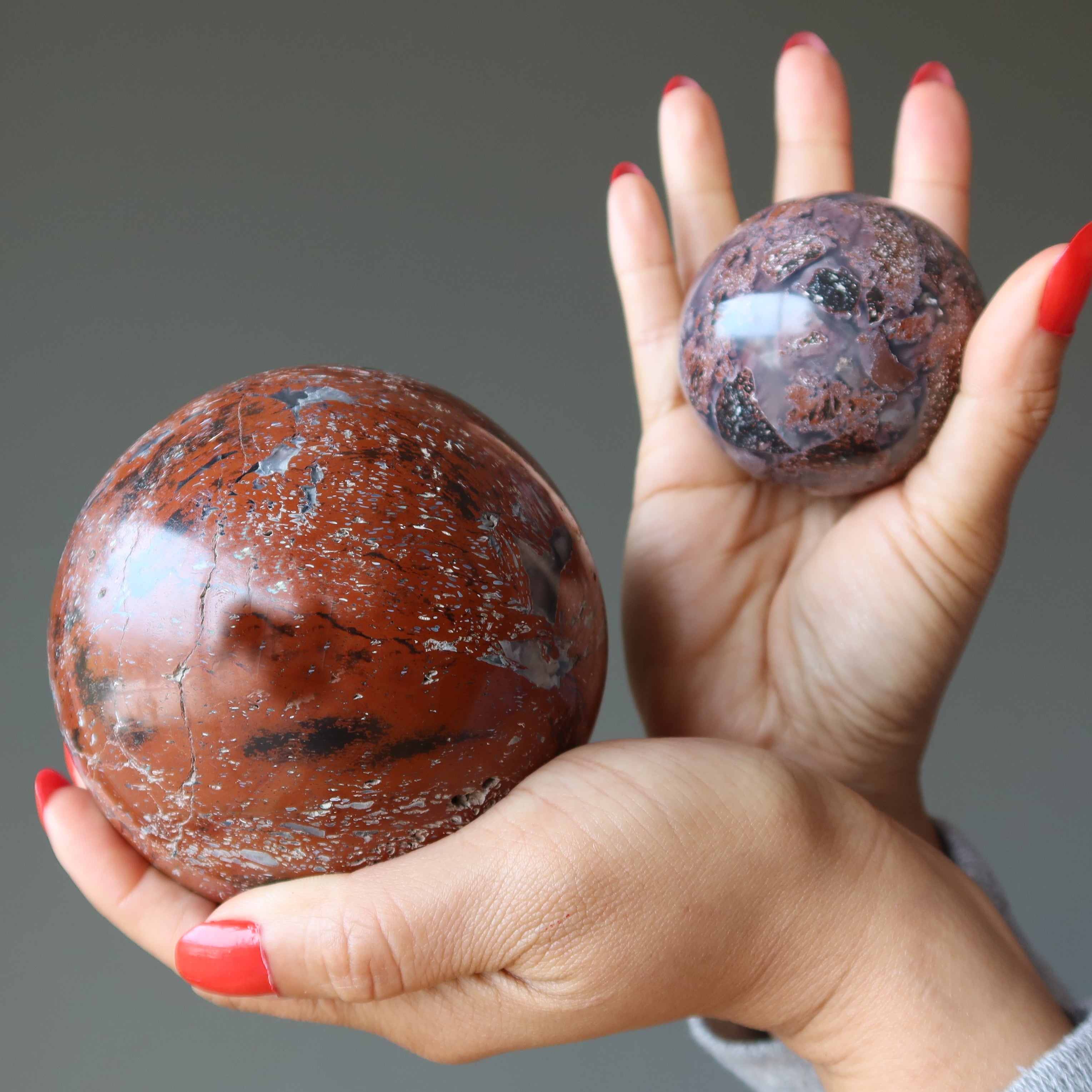 Chalcedony Sphere Red Jasper Magic Crystal Ball