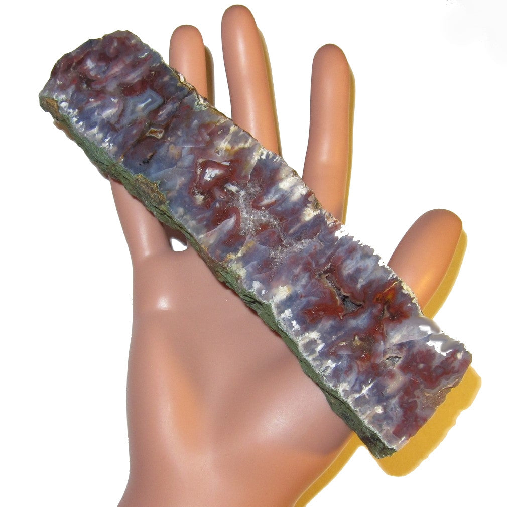 Tranche de calcédoine Pierre polie Grande baguette dalle bleue rouge violette