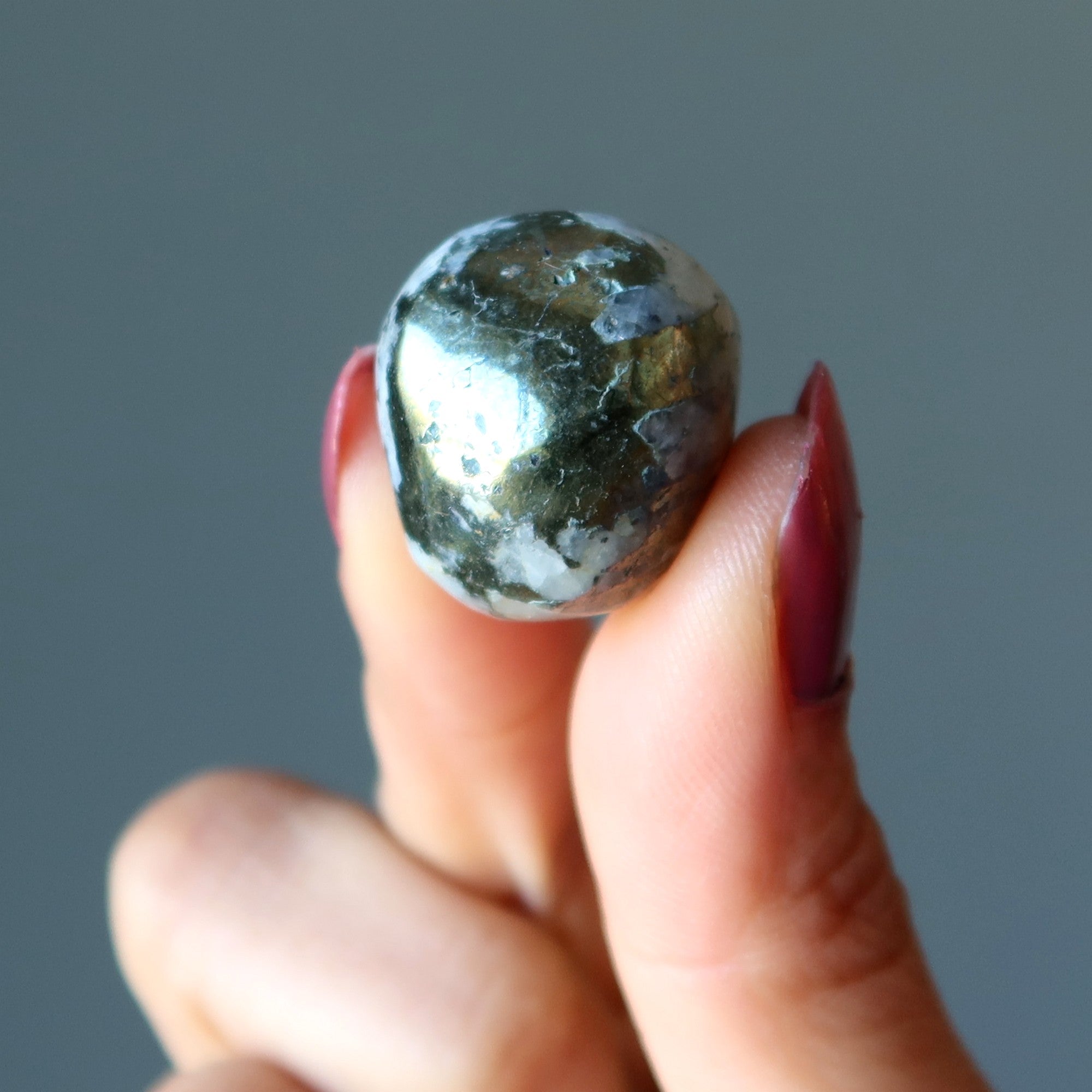 Chalcopyrite Tumbled Stone Pyrite Snow Quartz