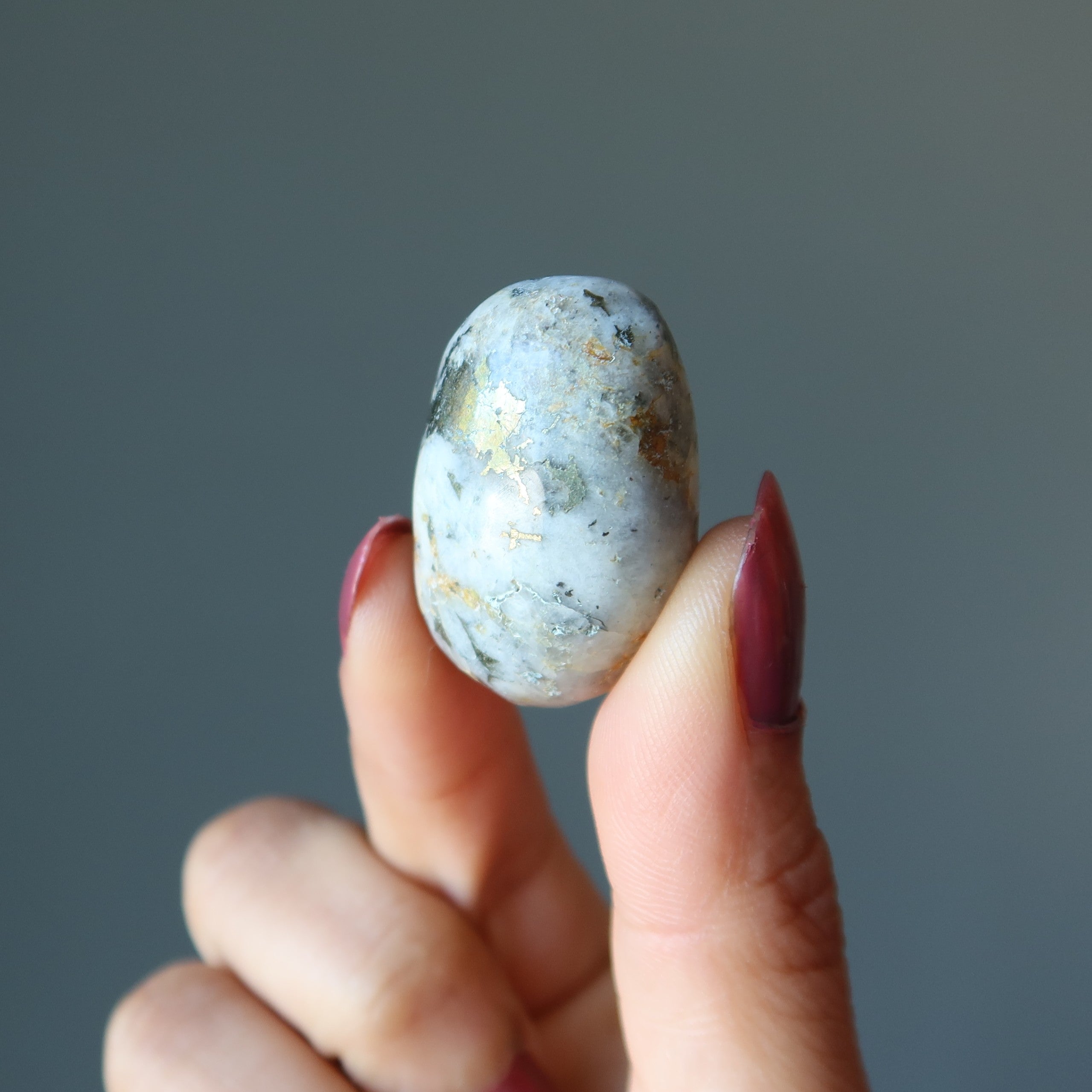 Chalcopyrite Tumbled Stone Pyrite Snow Quartz