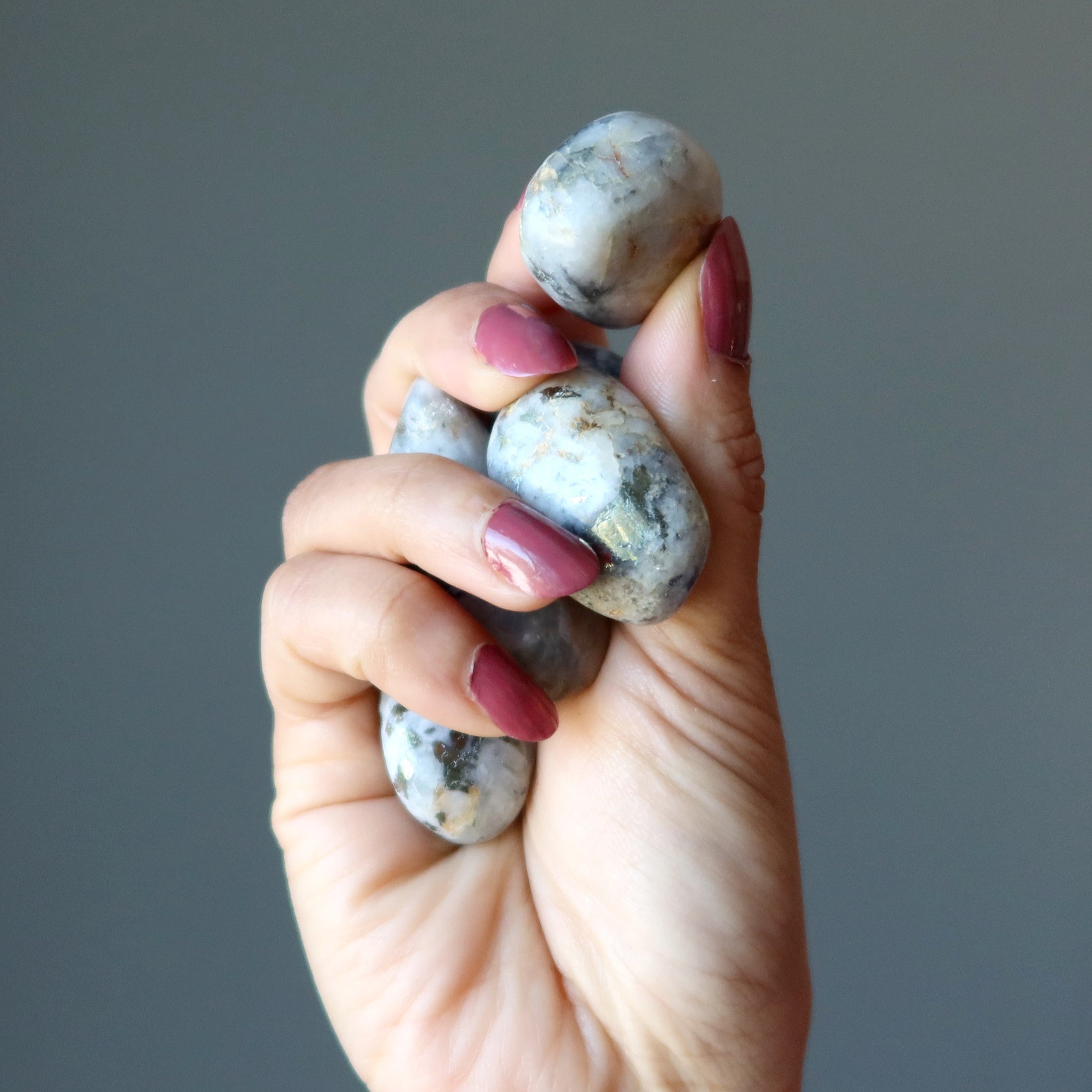 Chalcopyrite Tumbled Stone Pyrite Snow Quartz