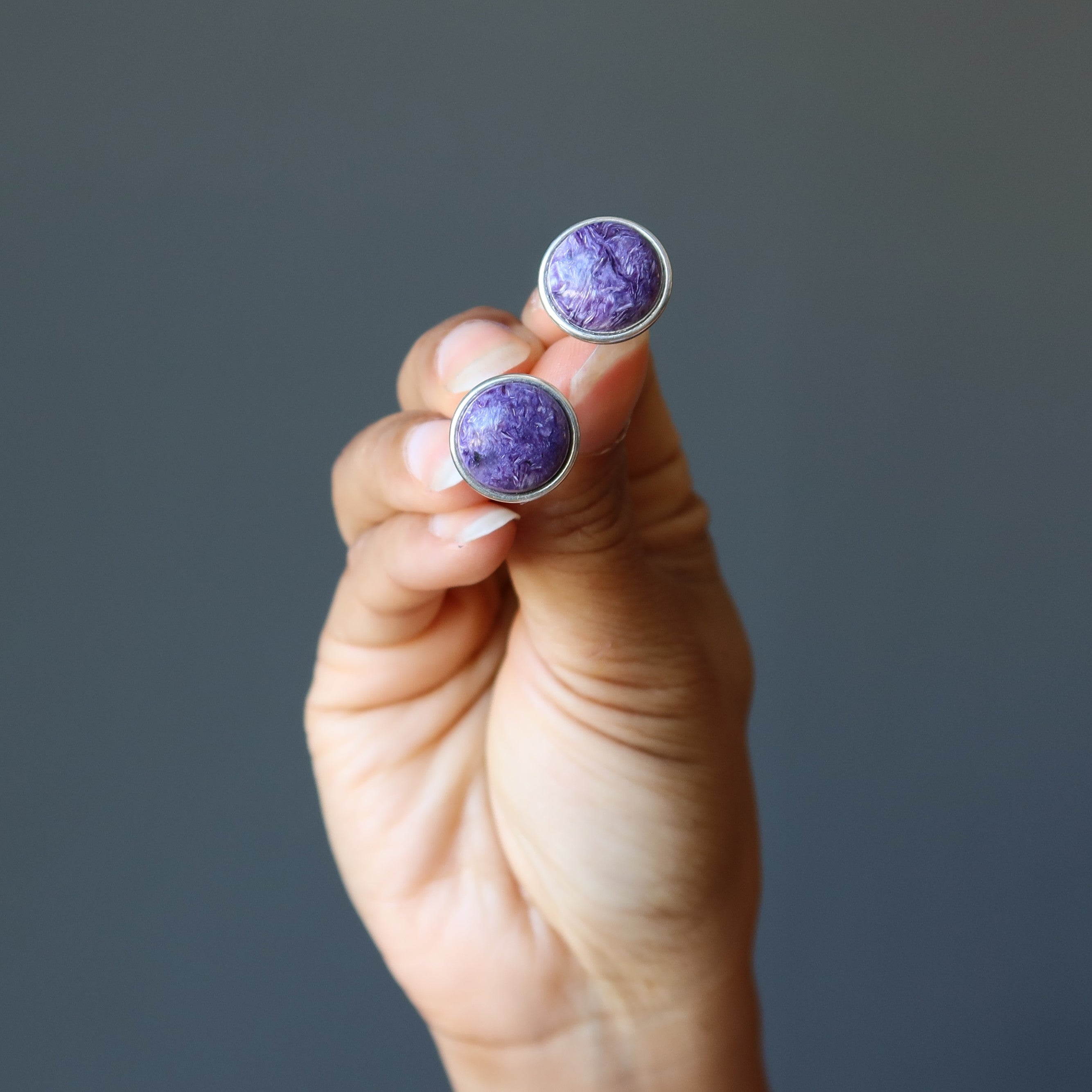 Charoite Cufflinks Purple Chariot Silver