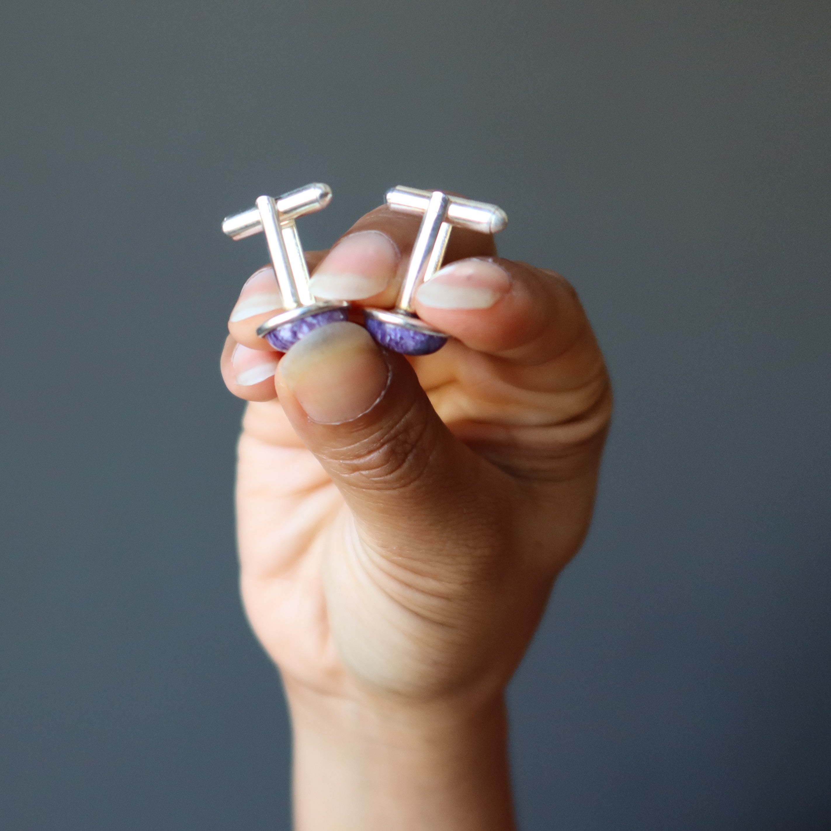 Charoite Cufflinks Purple Chariot Silver