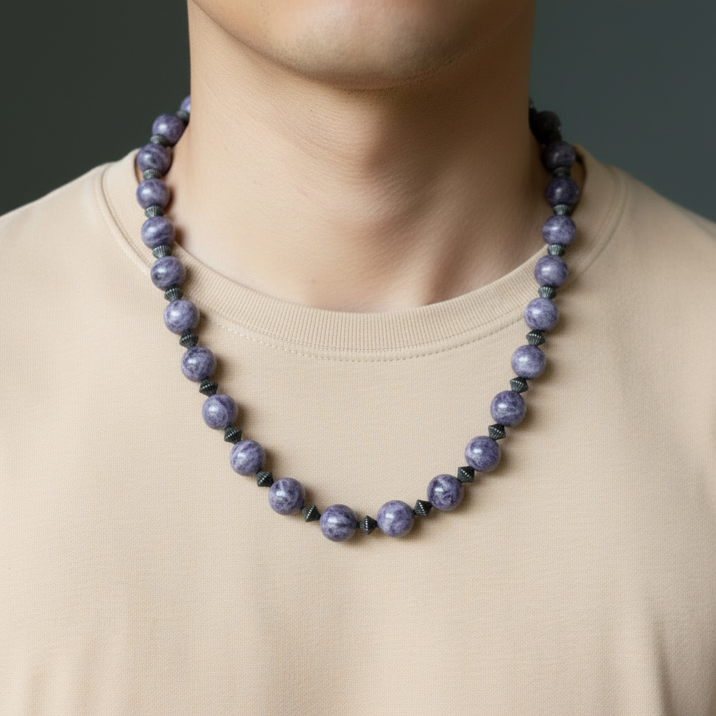 Collier en Charoïte Extase Spirituelle Pierre Gemme