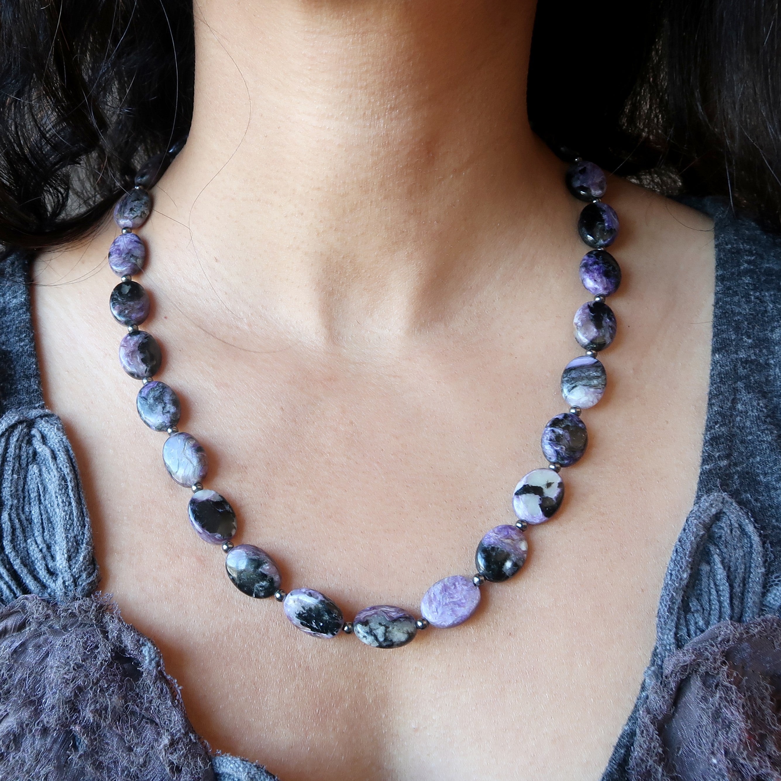 Charoite Necklace Spirituality Swirl Rare Purple Stones
