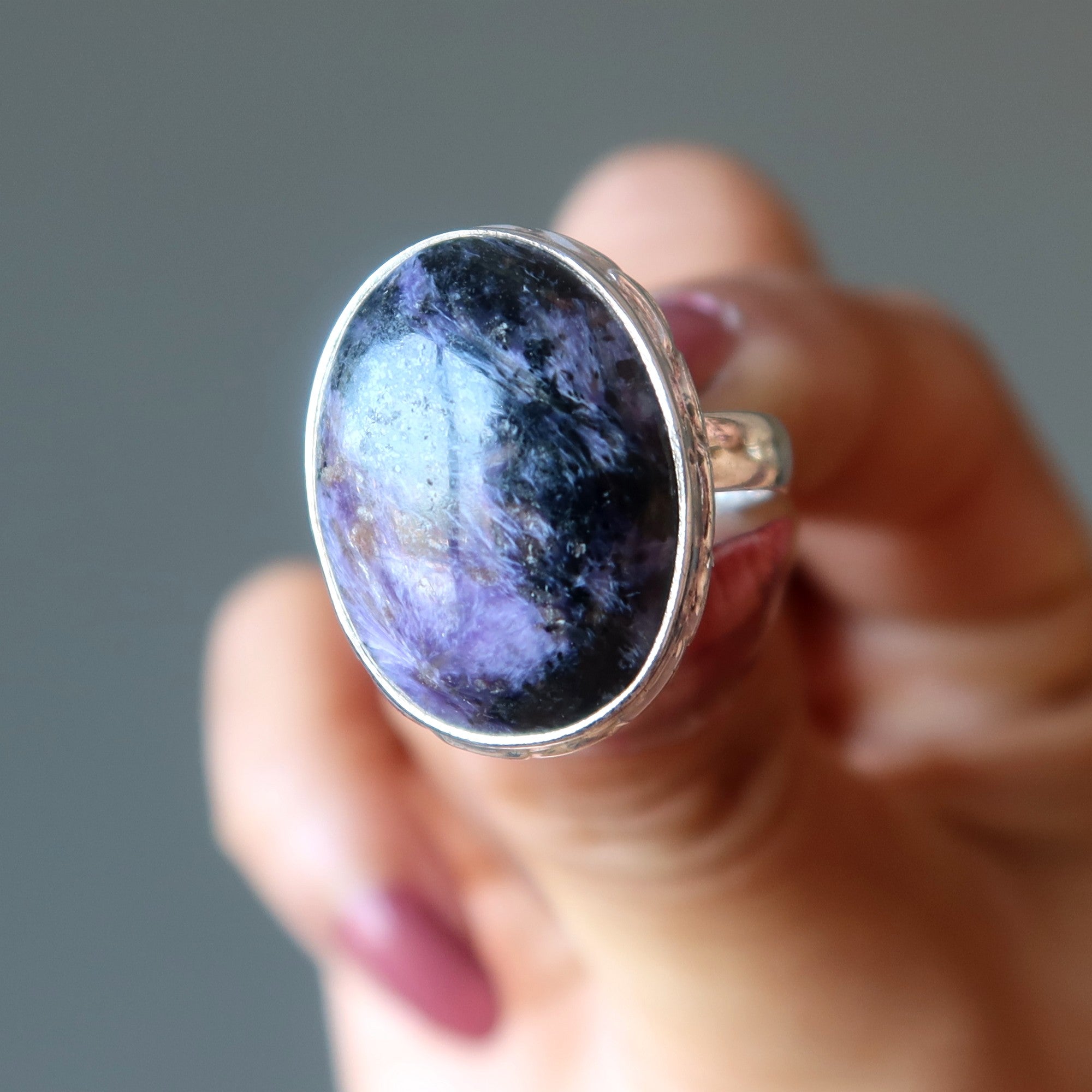 Charoite Ring Paradise Sterling Silver Size 7.75